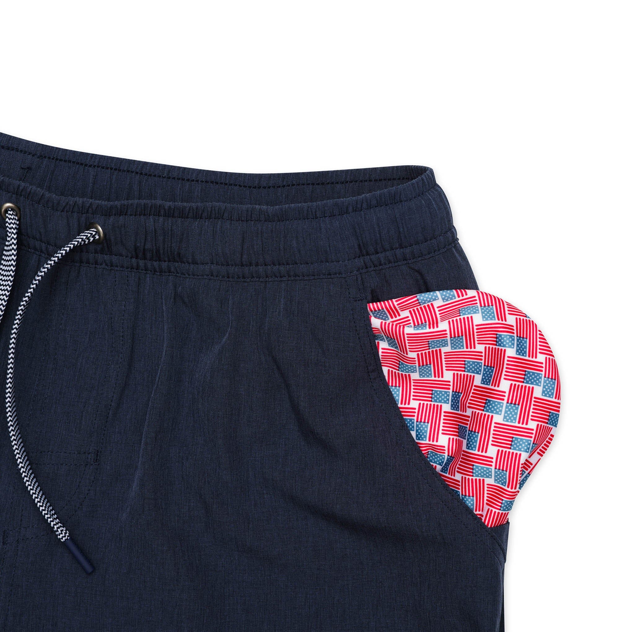 Athletic Short - Heather Navy - American Flag Liner - Image 6