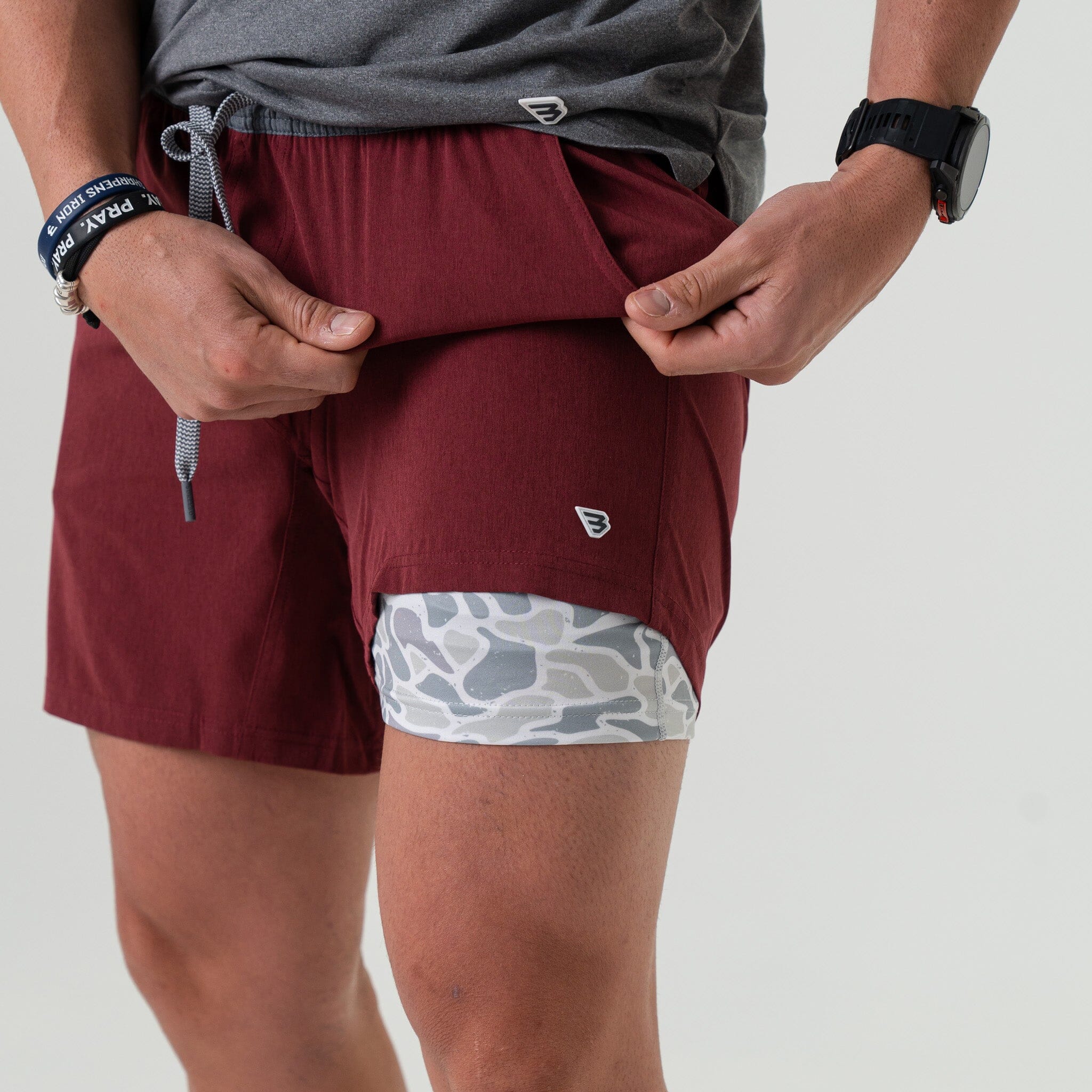 Athletic Short - Maroon - White Camo Liner - Image 5