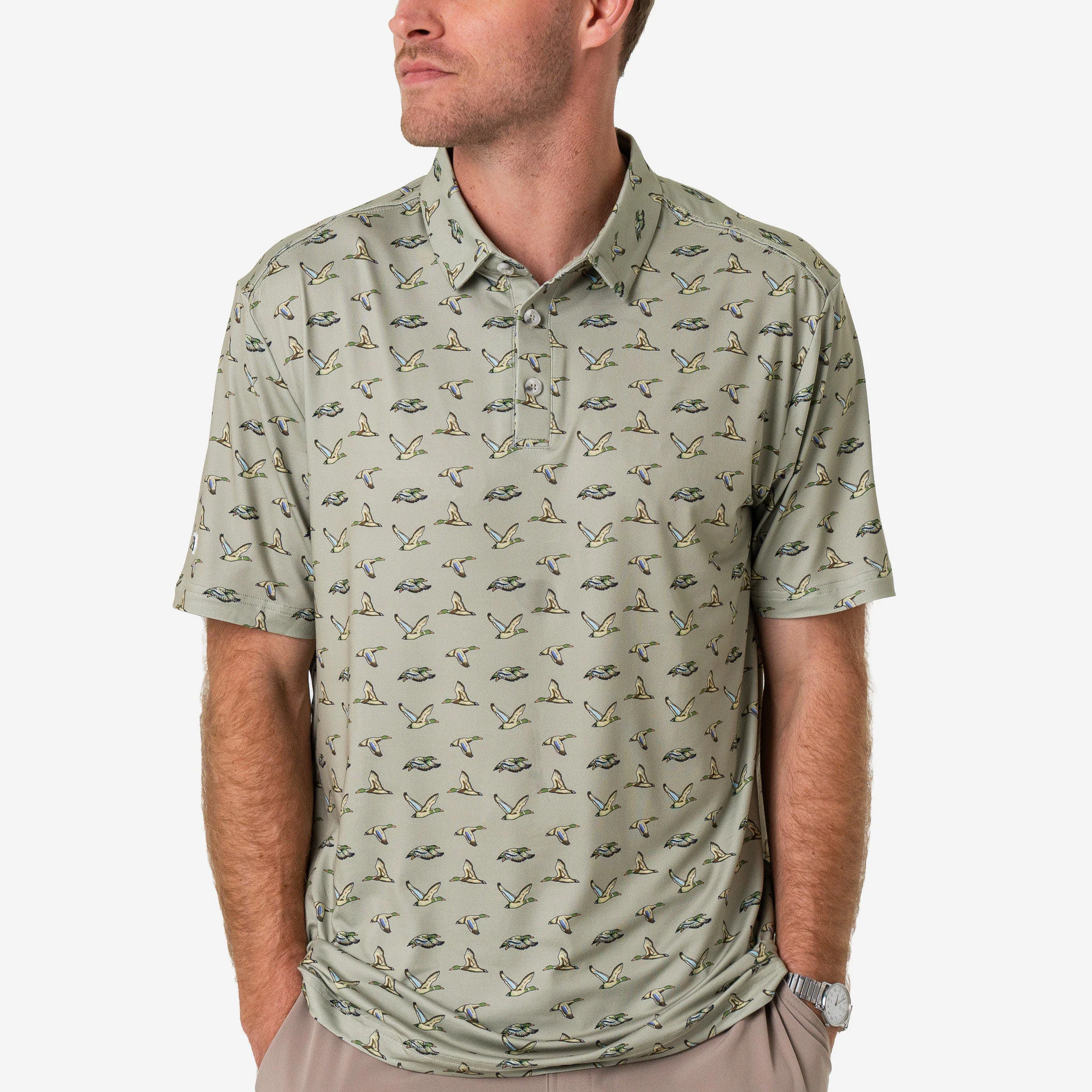 Father and Son Bundle - Performance Polo - Flying Ducks Green - Image 2