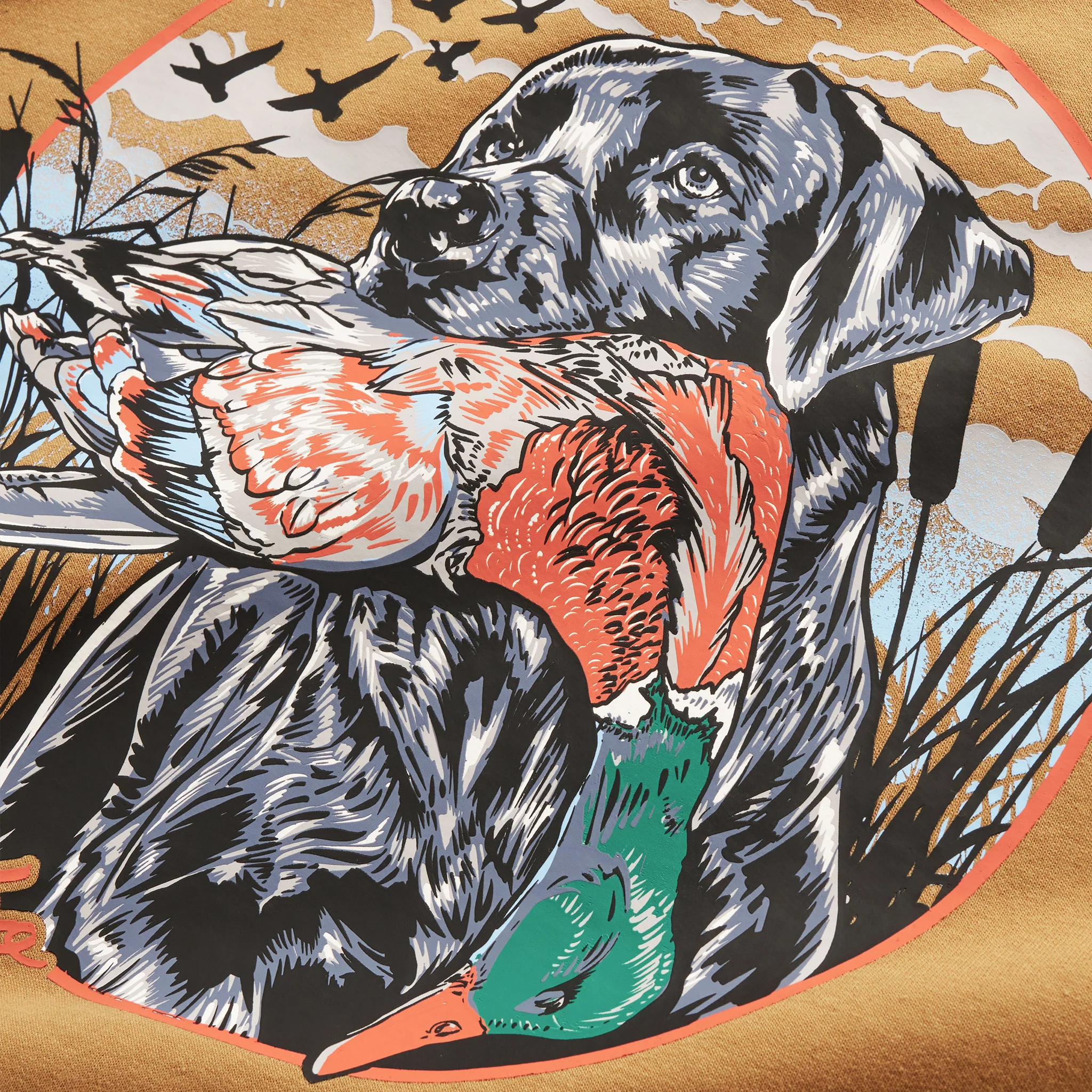 Fleece Hoodie - Duck And Dog - Light Brown - Image 7