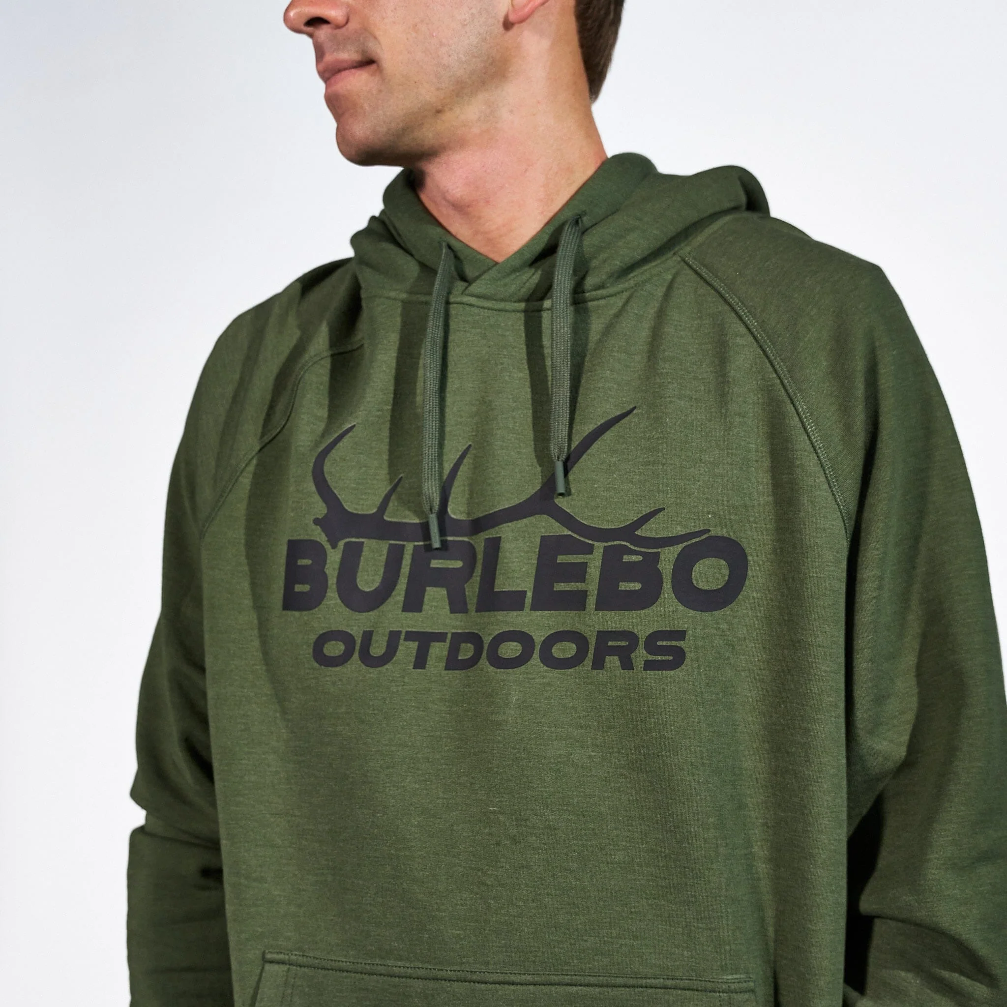 Fleece Hoodie - Elk Horn - Heather Olive - Image 4