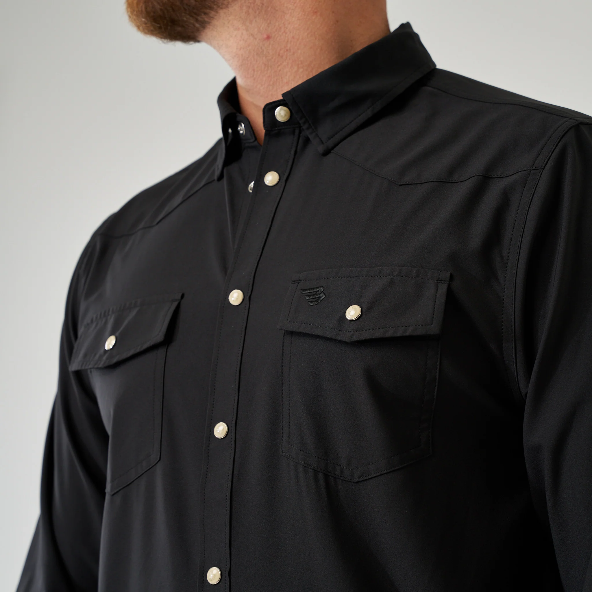 Long Sleeve Performance Western Shirt - Black - Image 3