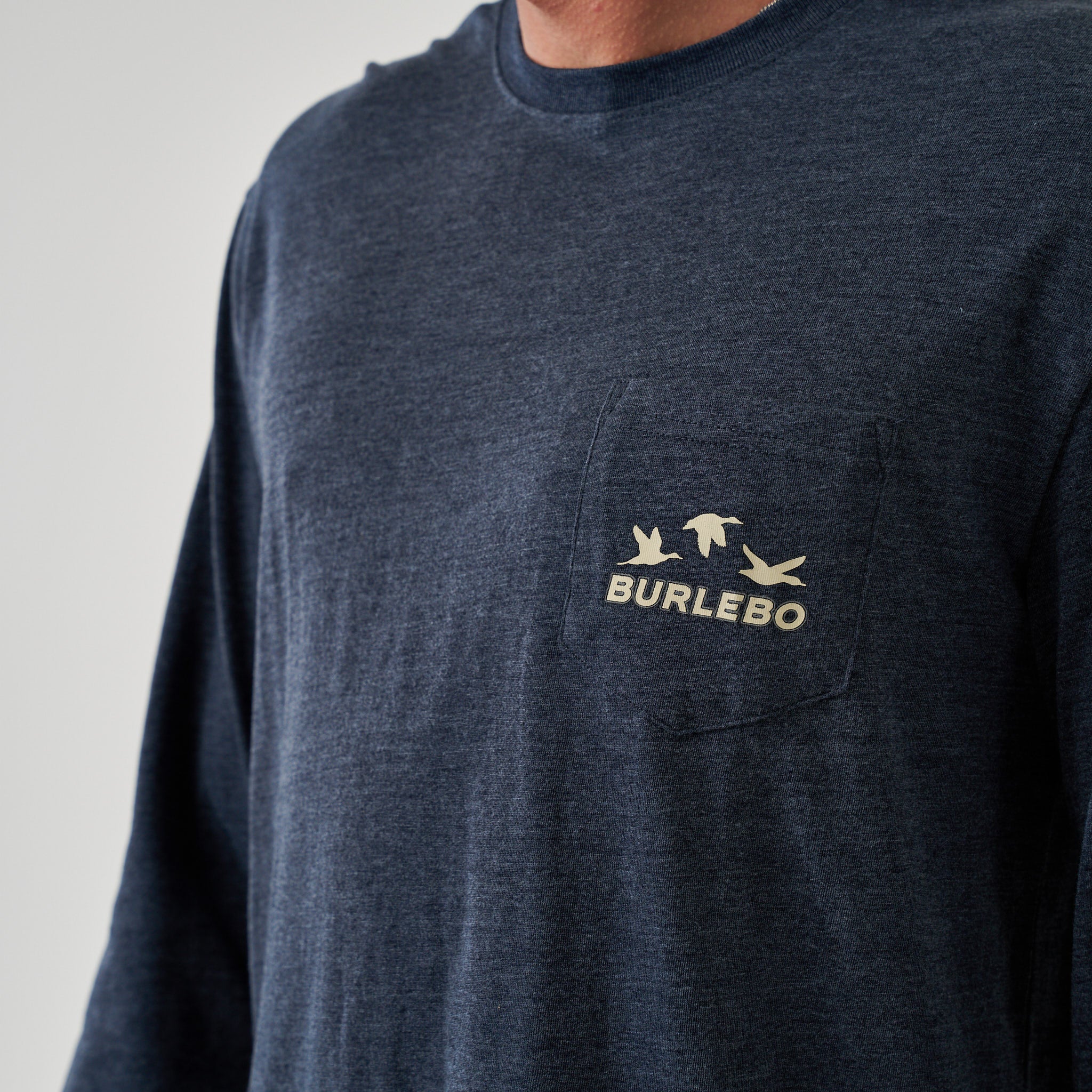 Long Sleeve Tee - BURLEBO Shotgun - Heather Navy - Image 3