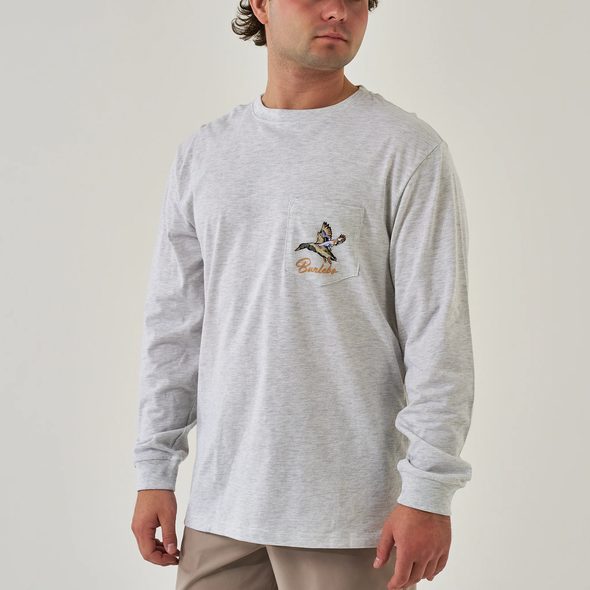 Long Sleeve Tee - Pintail Triangle Duck - Ash Grey - Image 3