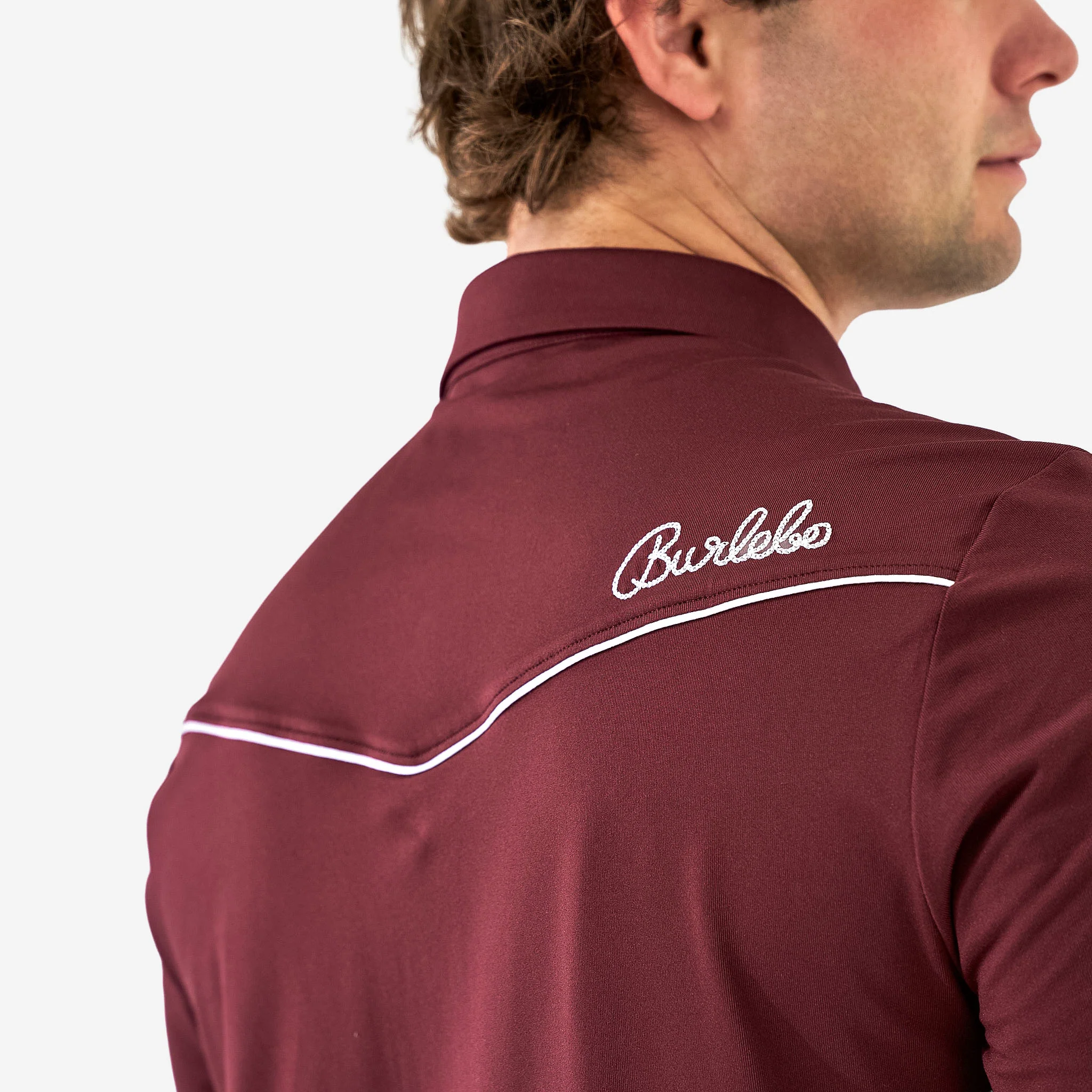 Pearl Snap Performance Polo - Maroon - Image 3