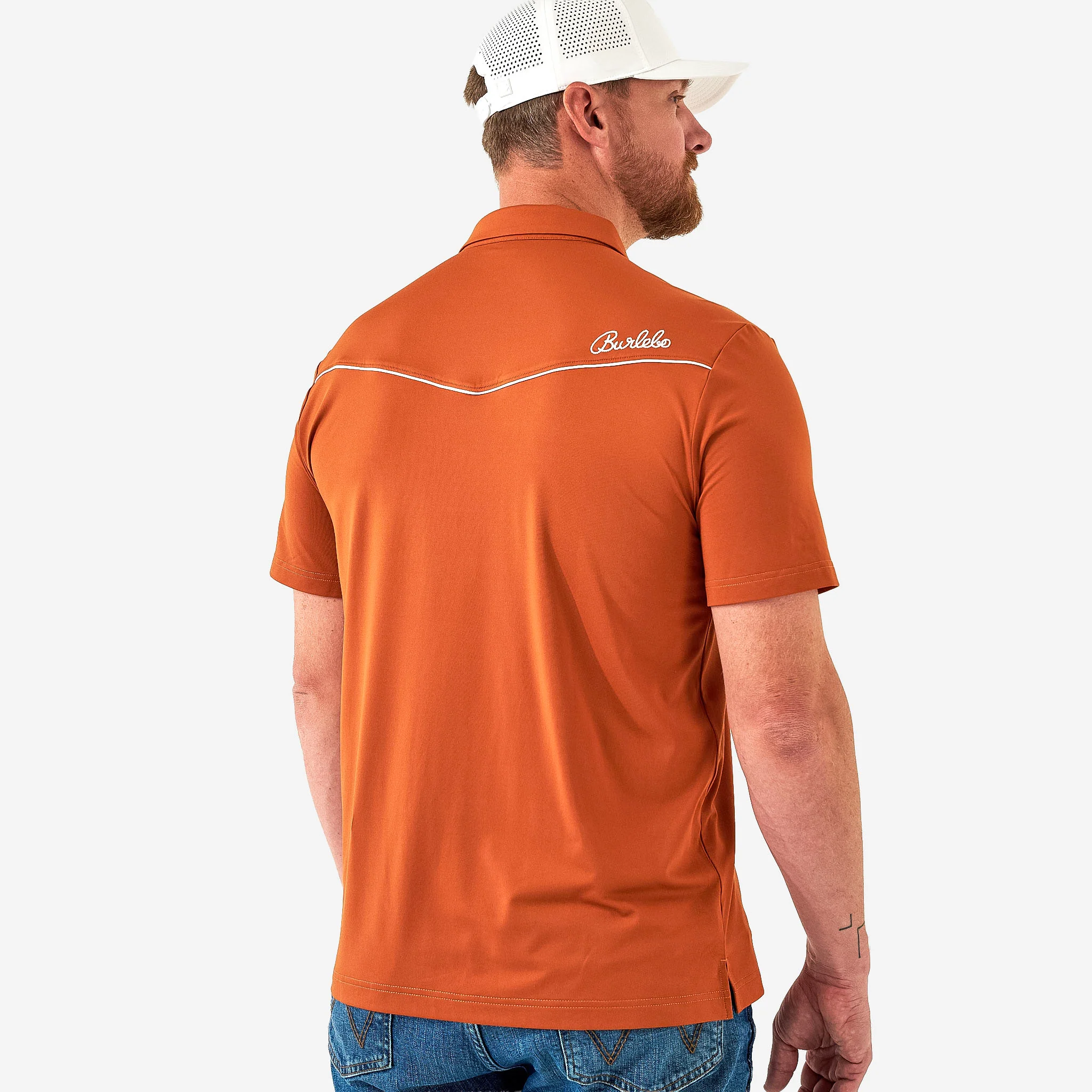 Pearl Snap Performance Polo - Orange - Image 5