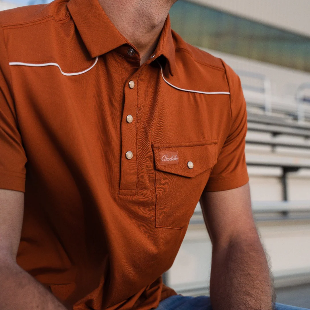 Pearl Snap Performance Polo - Orange - Image 6