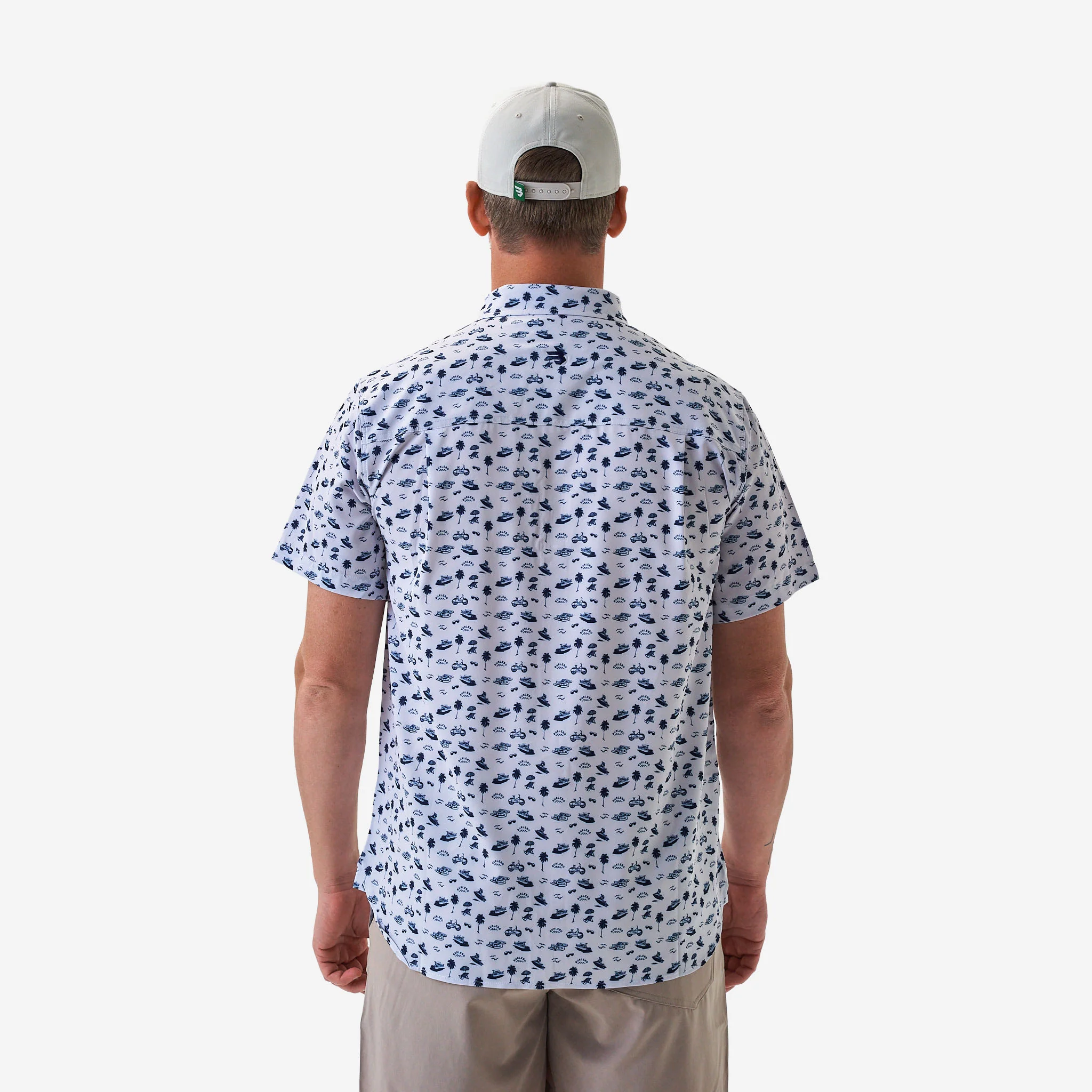 Performance Button Up - On The Water - Cream/Navy - Image 4