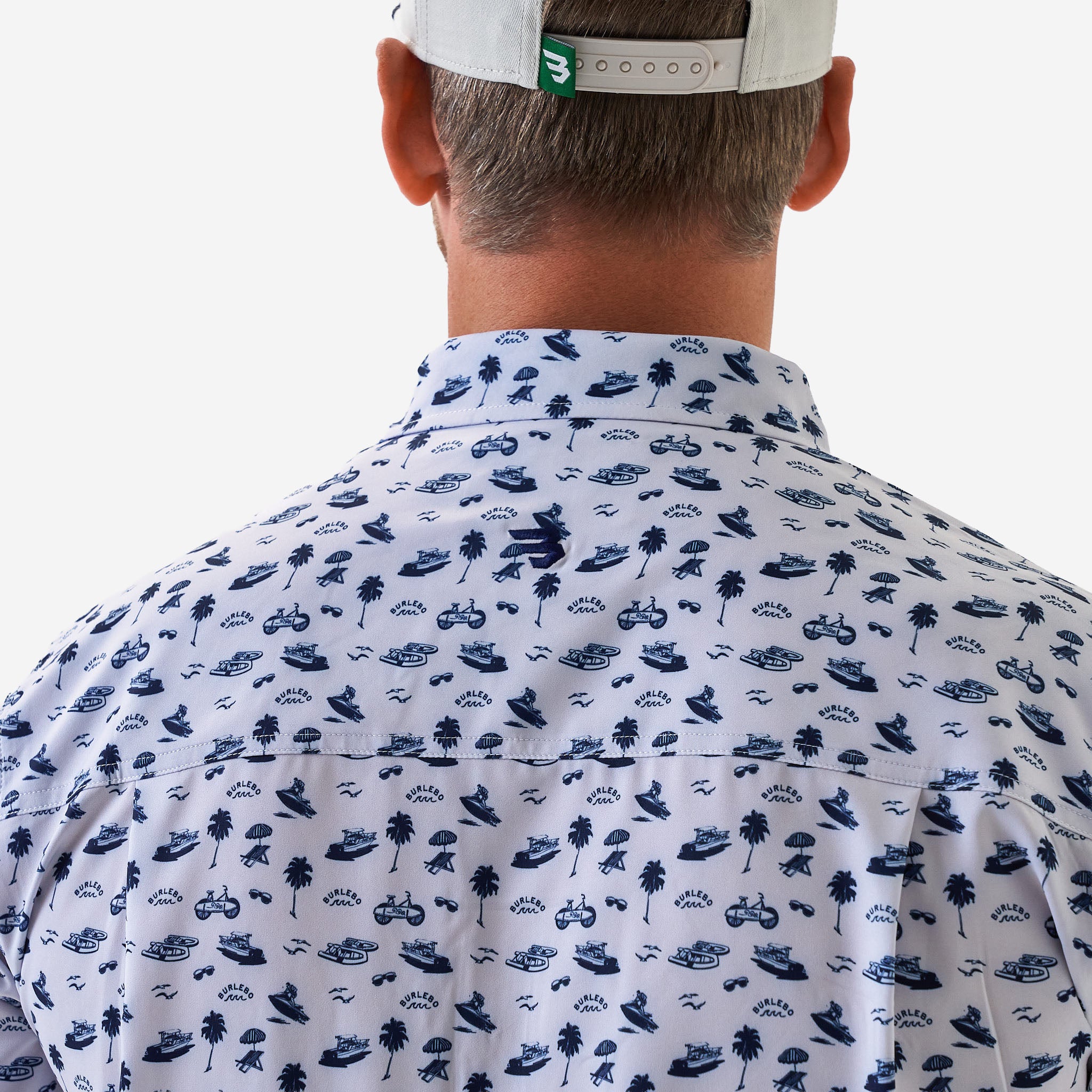 Performance Button Up - On The Water - Cream/Navy - Image 7