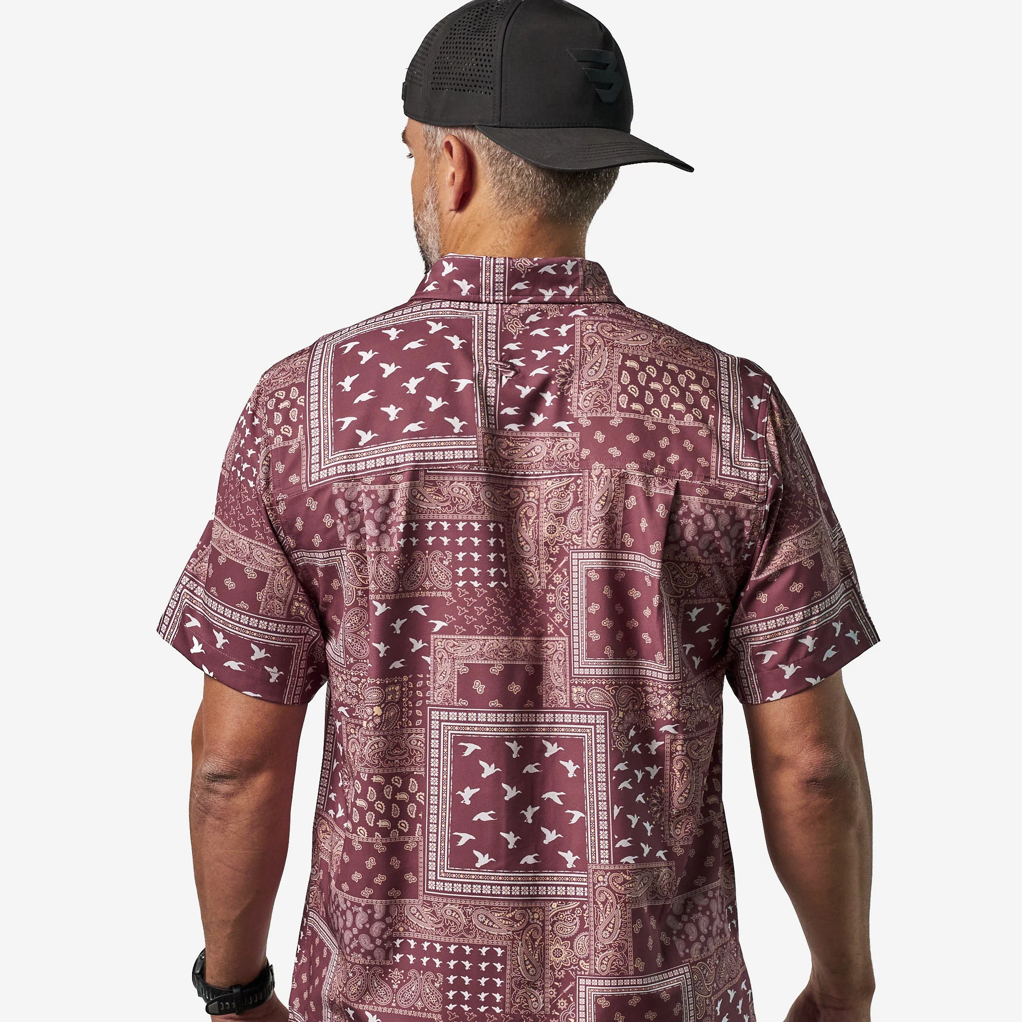 Performance Button Up - Paisley Duck - Maroon - Image 5