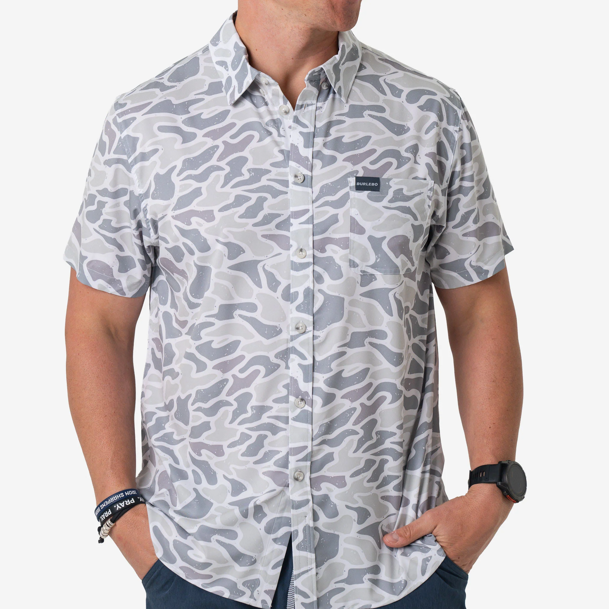 Performance Button Up - White Camo