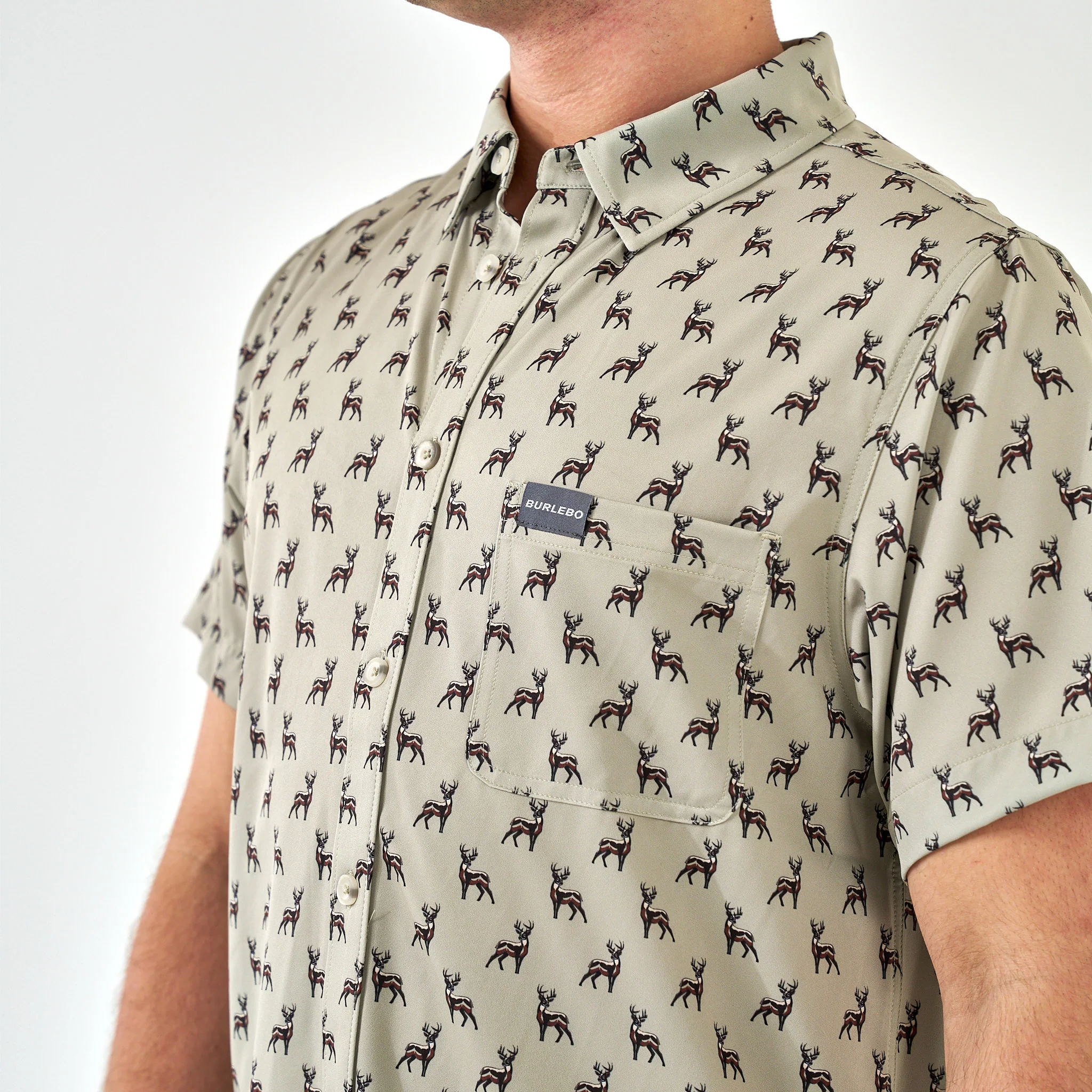 Performance Button Up - Whitetail Deer - Green - Image 3