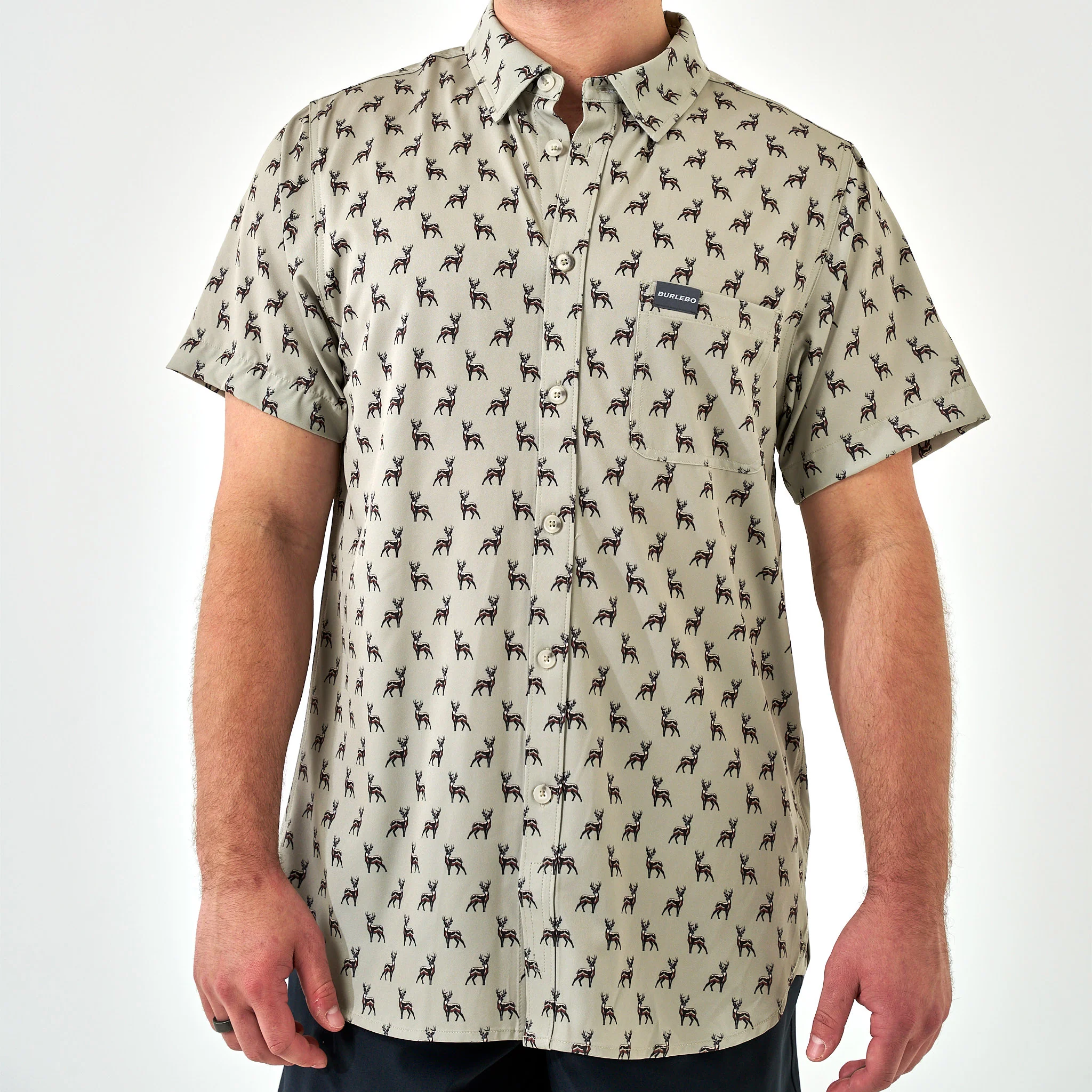 Performance Button Up - Whitetail Deer - Green - Image 4