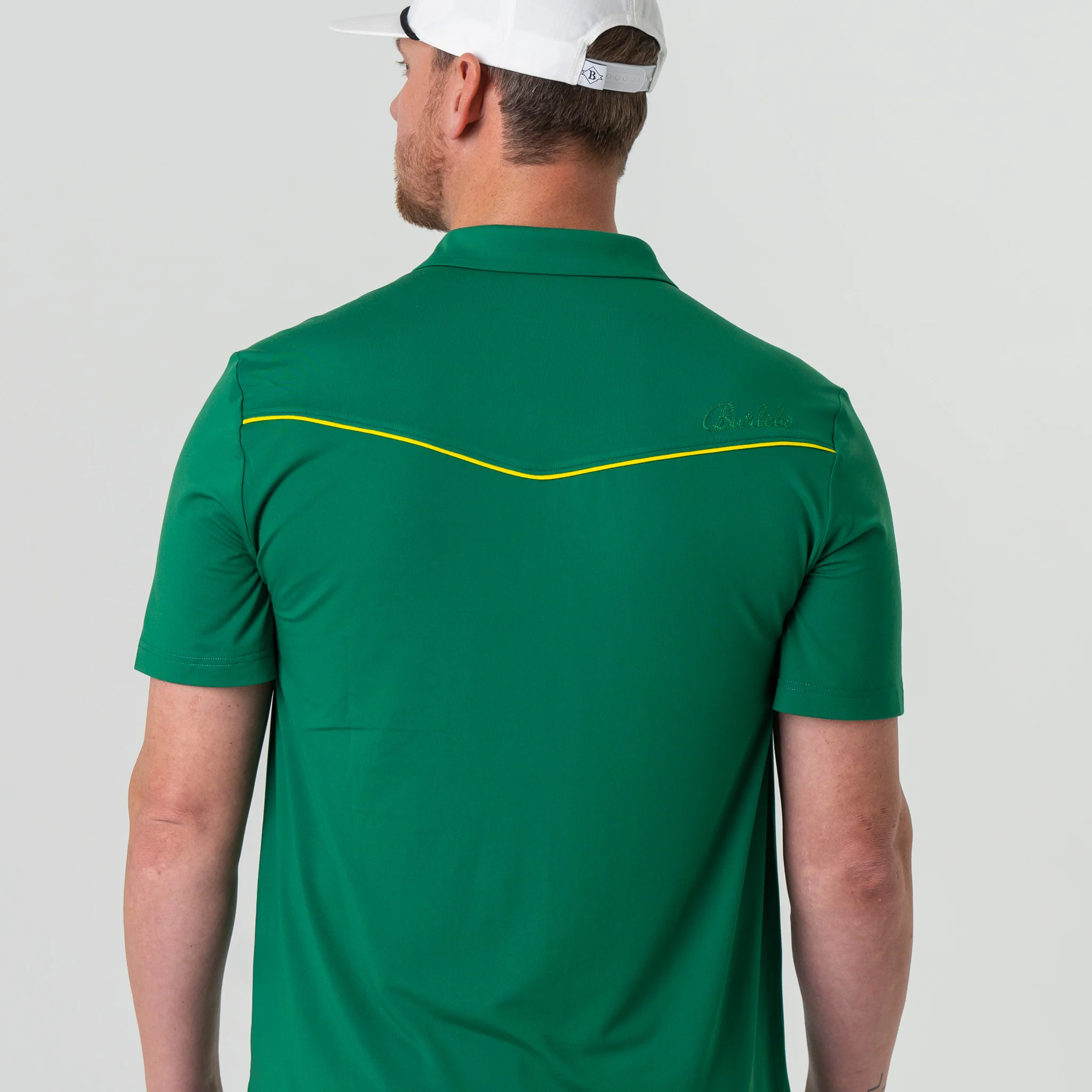 Pearl Snap Performance Polo - Green and Yellow - Image 4