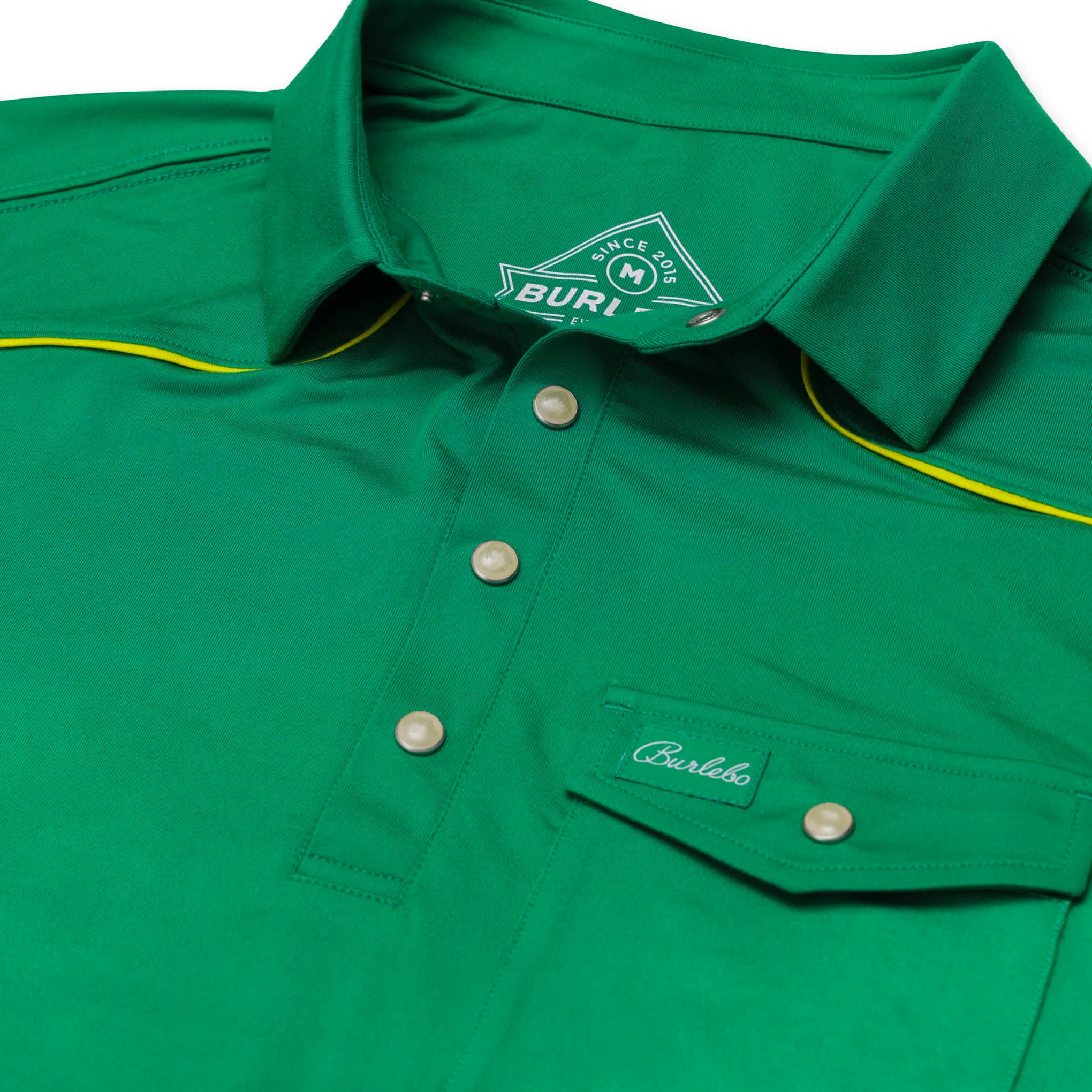 Pearl Snap Performance Polo - Green and Yellow - Image 6