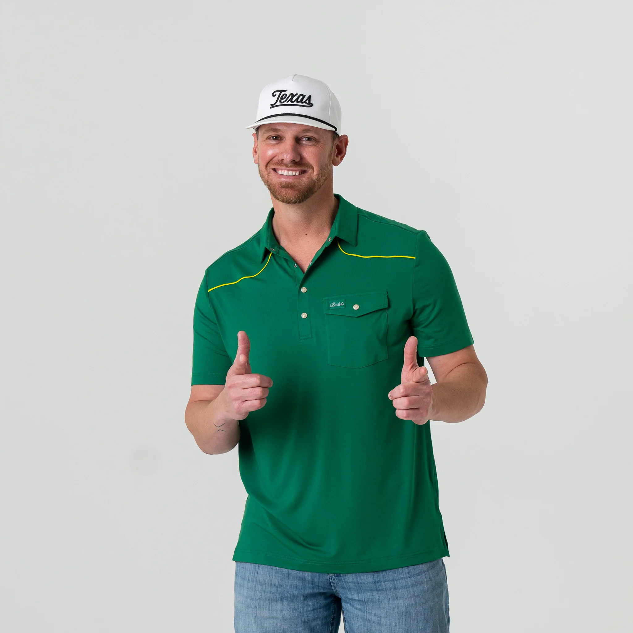 Pearl Snap Performance Polo - Green and Yellow - Image 7