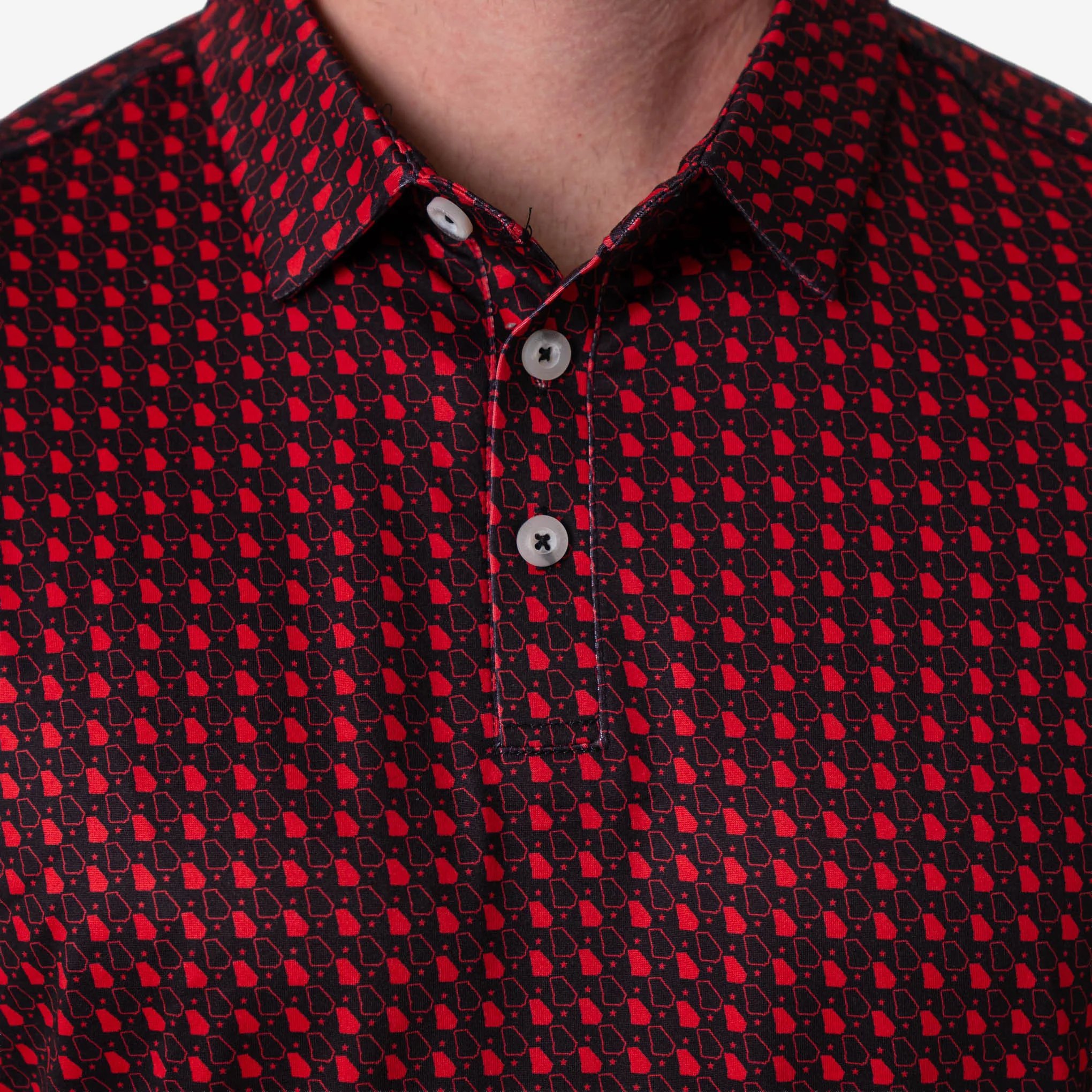 Performance Polo - Georgia - Black & Red - Image 3