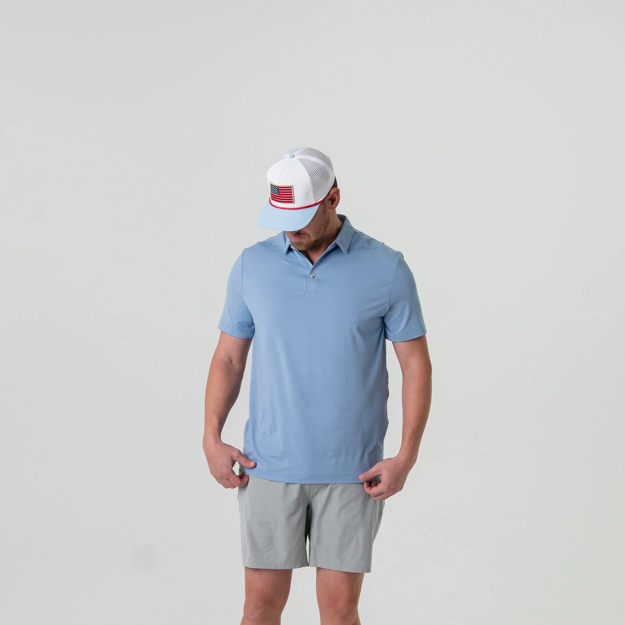 Performance Polo - Heather Sky Blue - Image 6