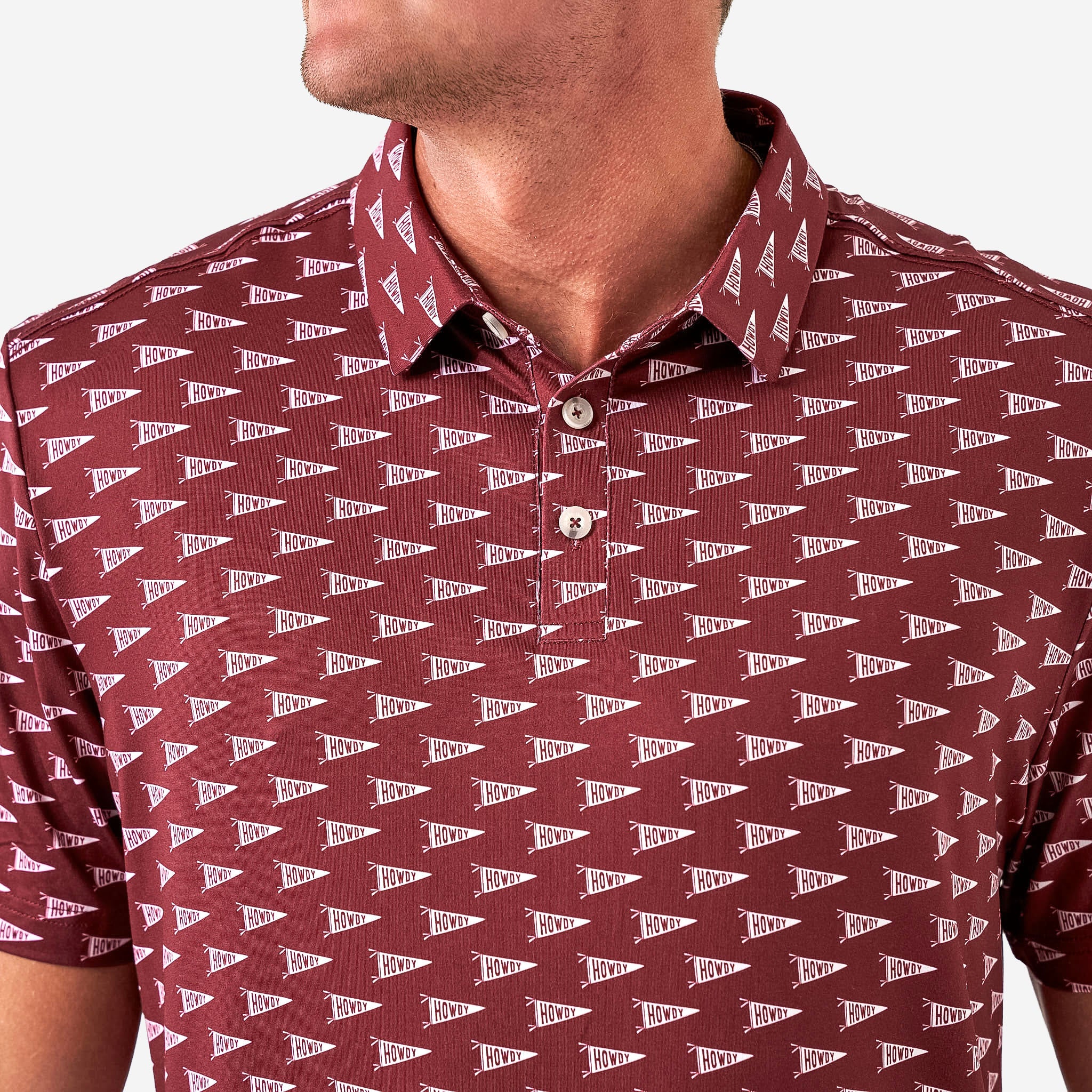 Performance Polo - Howdy Pennants - Maroon - Image 3