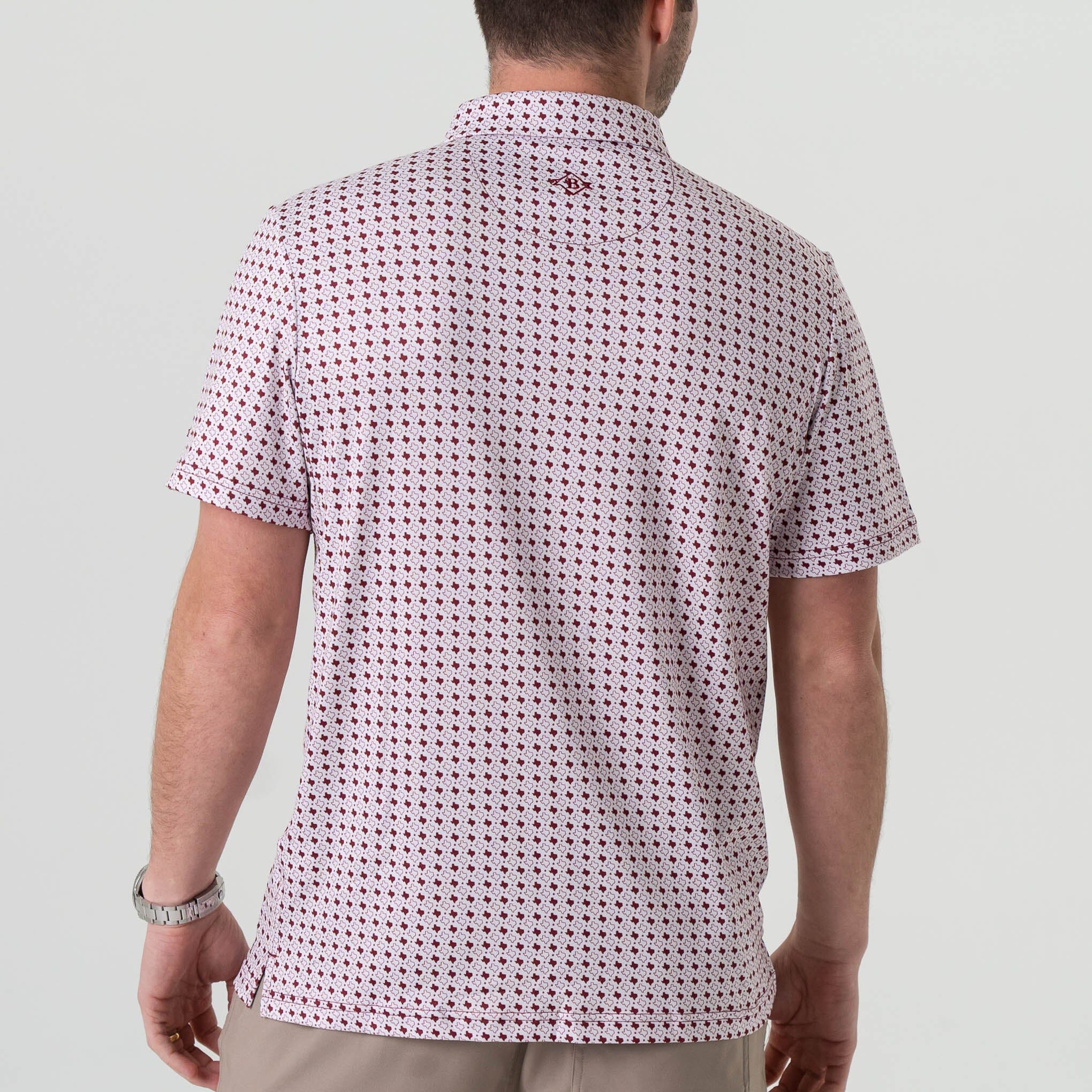 Performance Polo - Texas - White & Maroon - Image 3