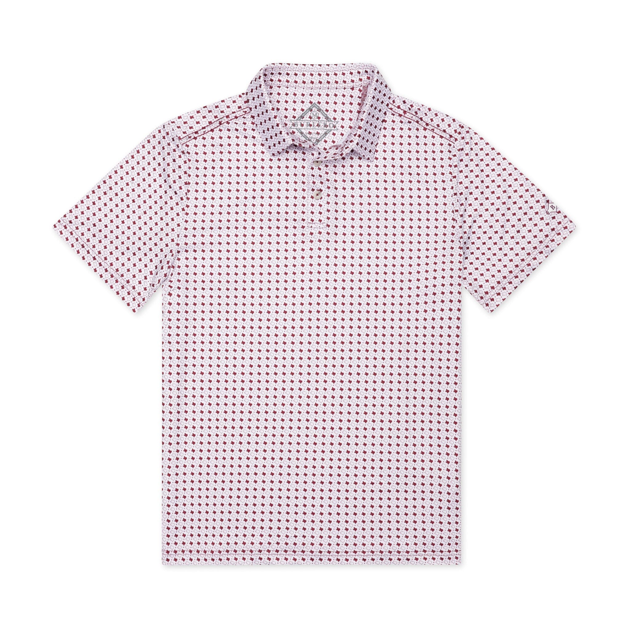 Performance Polo - Texas - White & Maroon - Image 4