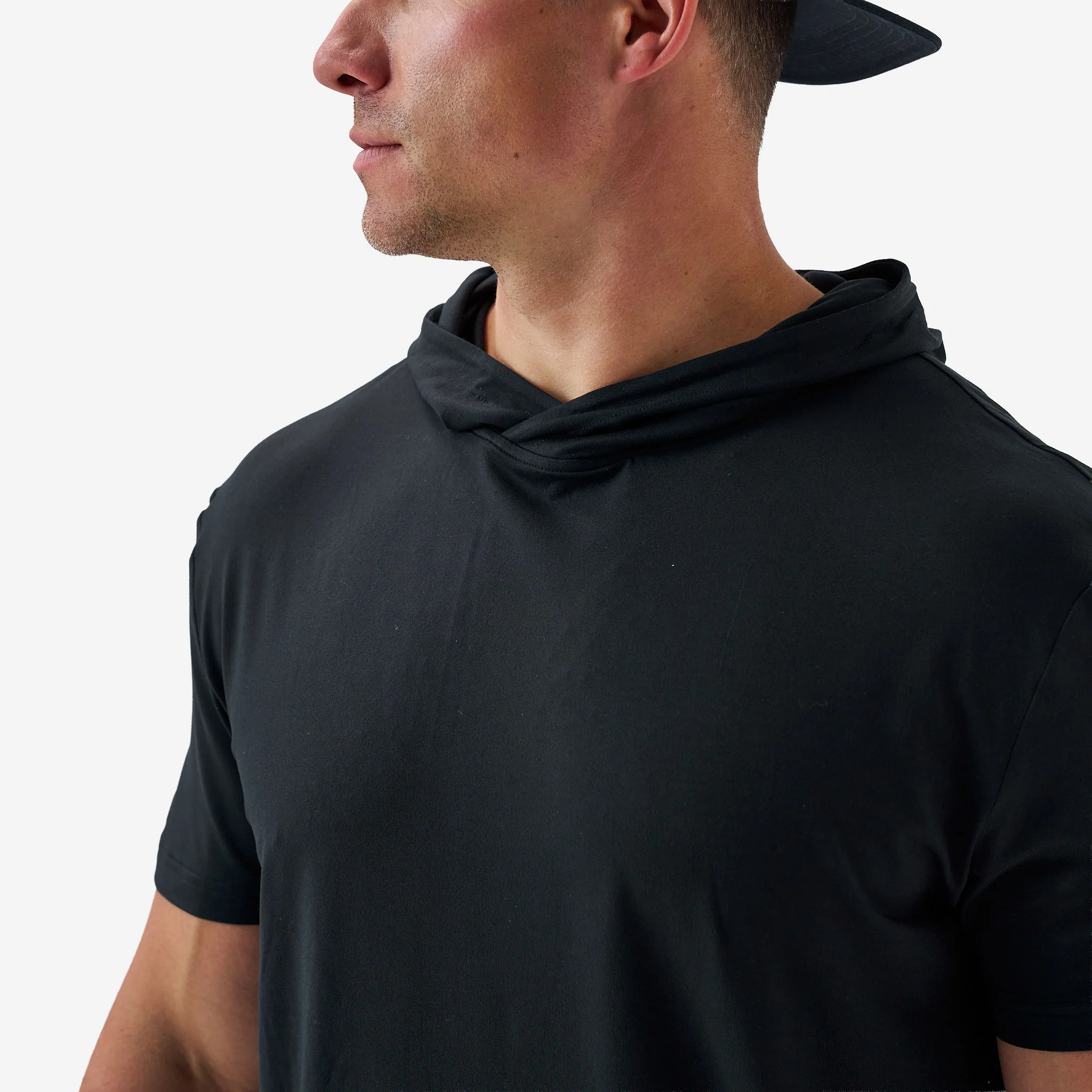 Short Sleeve Performance Hoodie - Black - Image 3