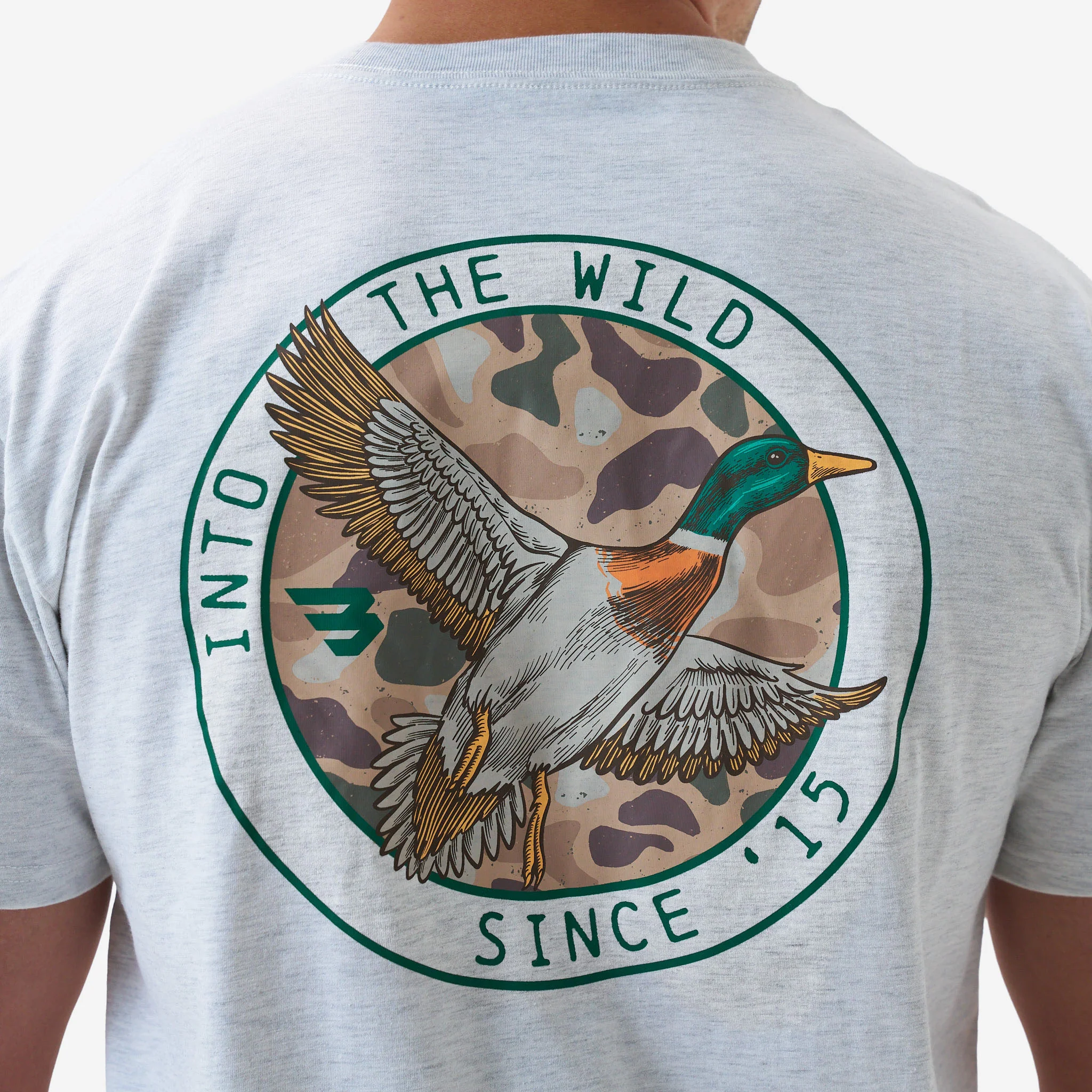 Short Sleeve Tee - Camo Mallard Duck - Ash Grey - Image 3