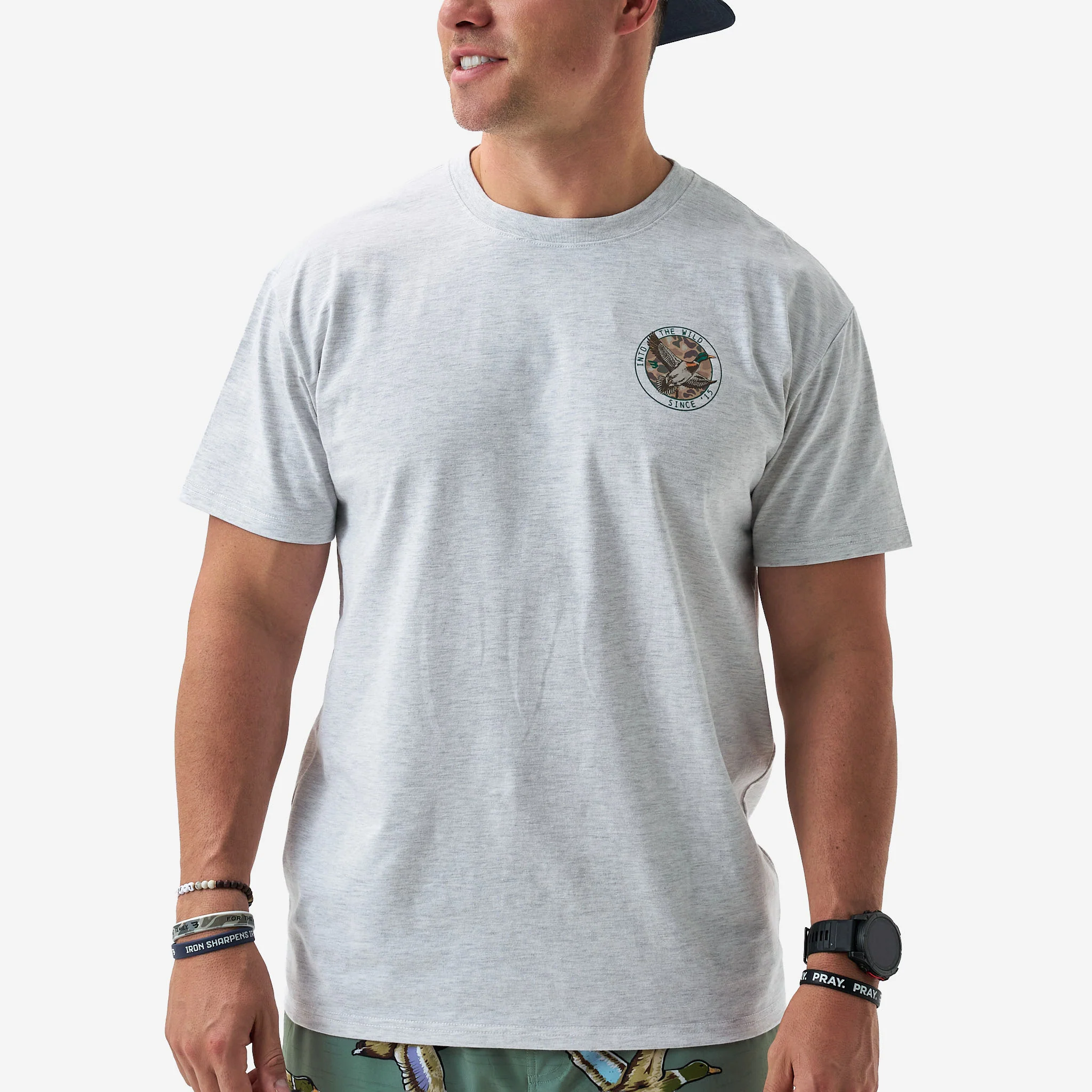 Short Sleeve Tee - Camo Mallard Duck - Ash Grey - Image 4