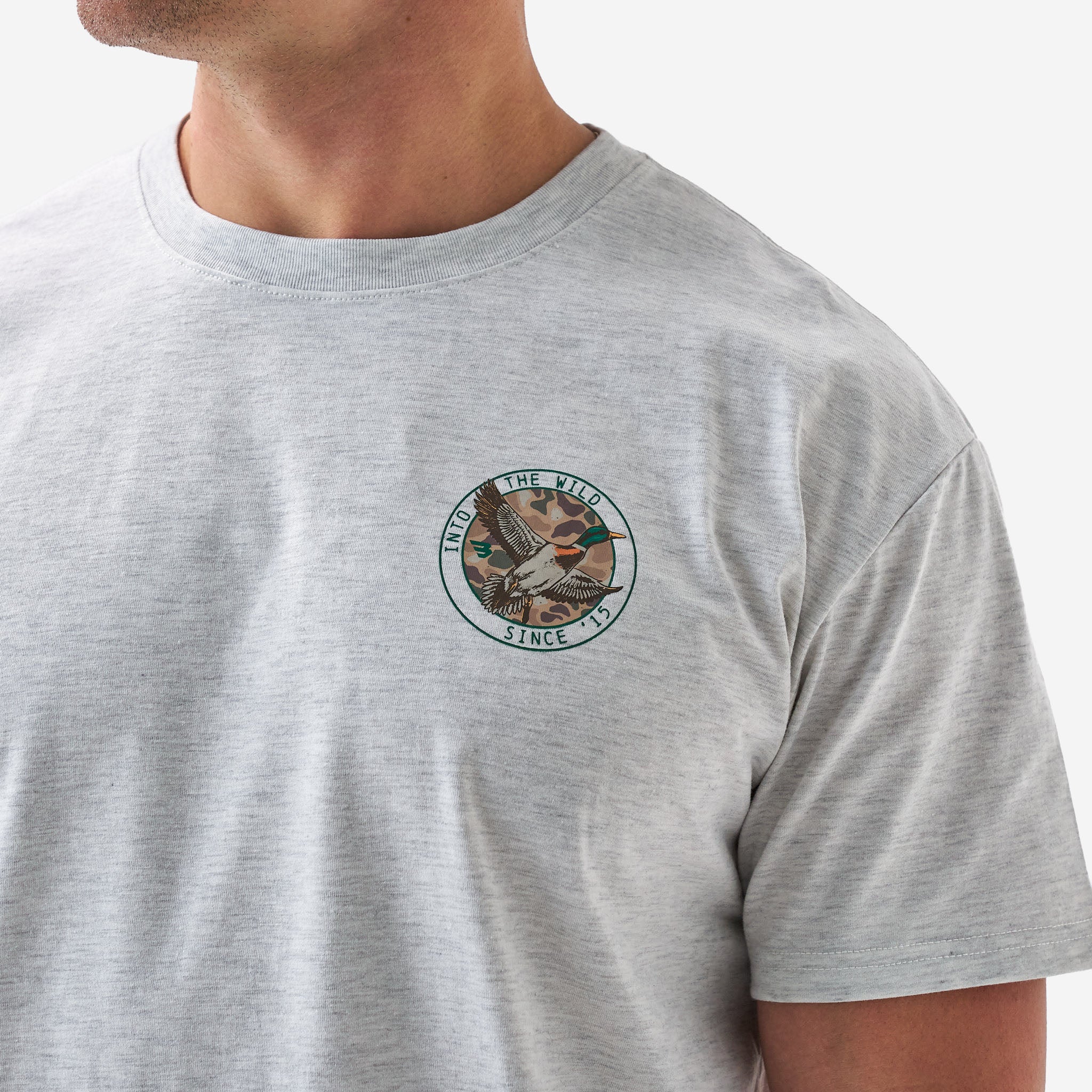 Short Sleeve Tee - Camo Mallard Duck - Ash Grey - Image 5