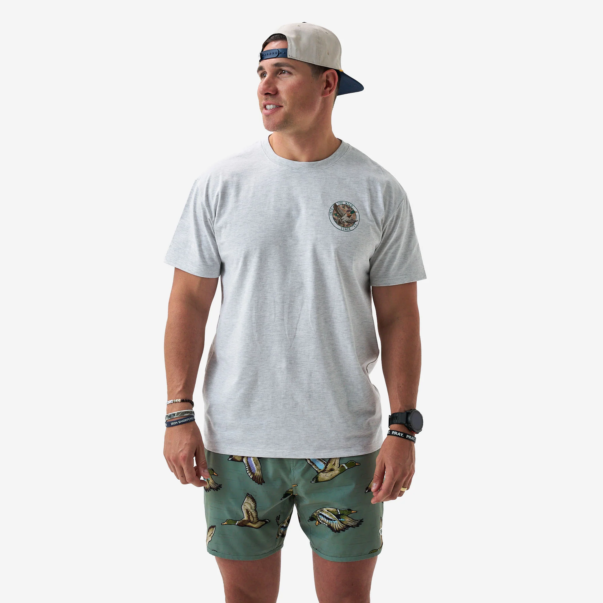 Short Sleeve Tee - Camo Mallard Duck - Ash Grey - Image 6