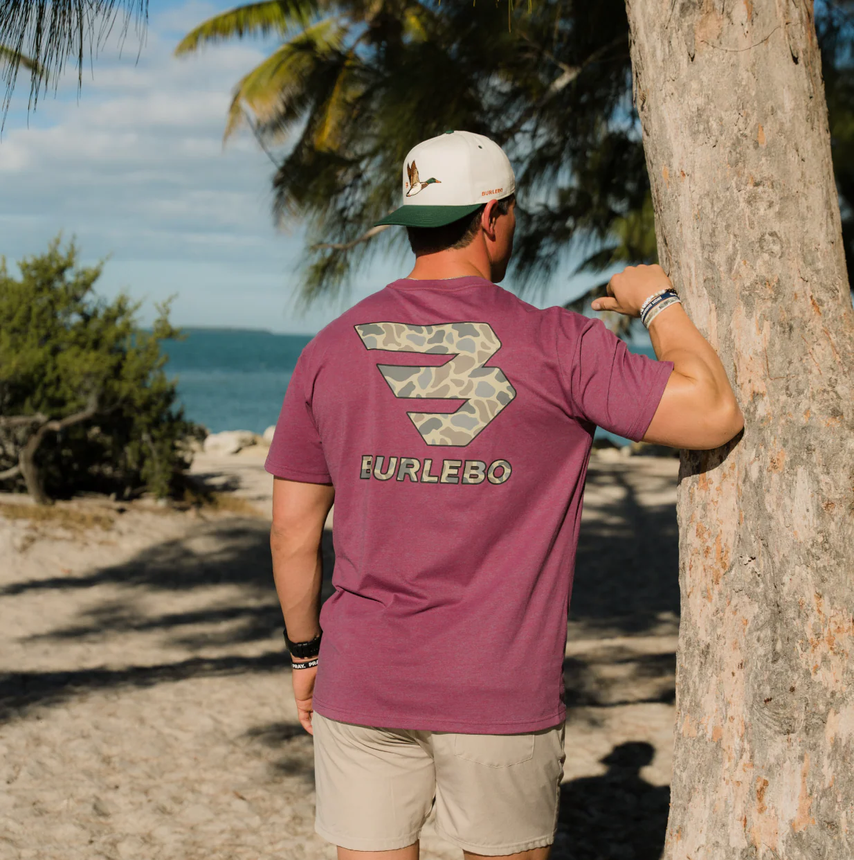 Short Sleeve Tee - Flying B Classic Deer Camo - Heather Wine - Image 2