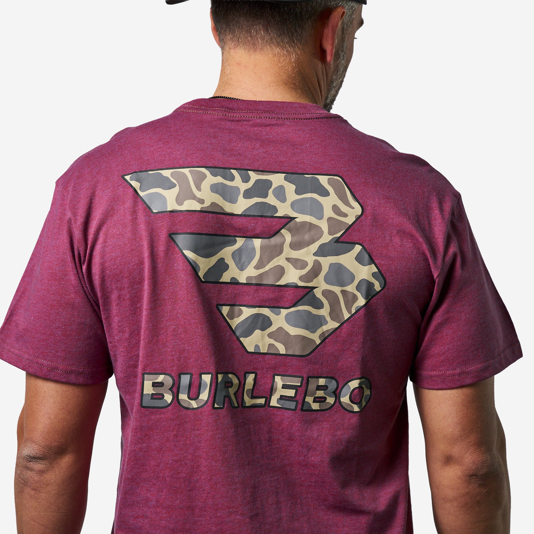 Short Sleeve Tee - Flying B Classic Deer Camo - Heather Wine - Image 4