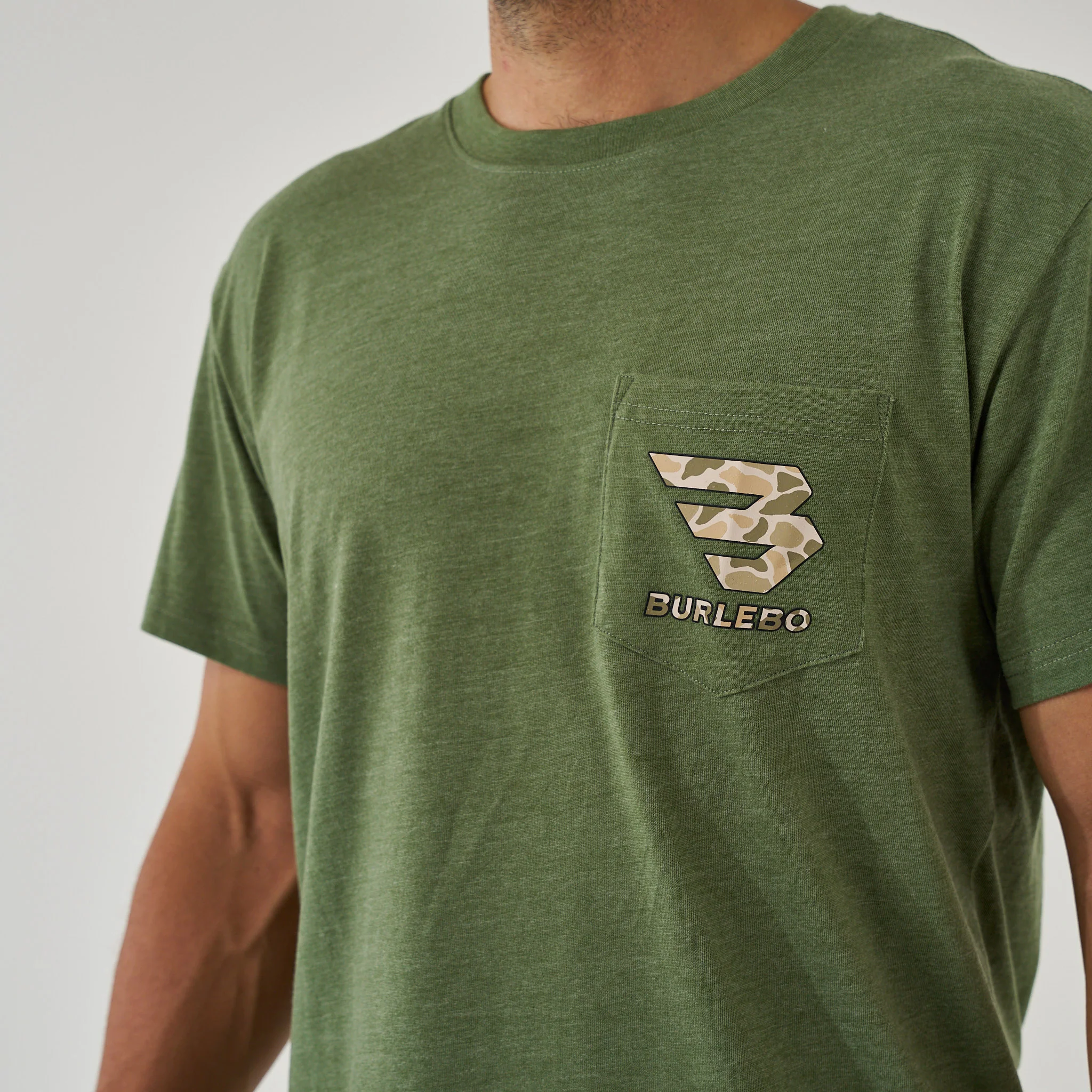 Short Sleeve Tee - Mallard Camo Dog - Heather Olive - Image 2