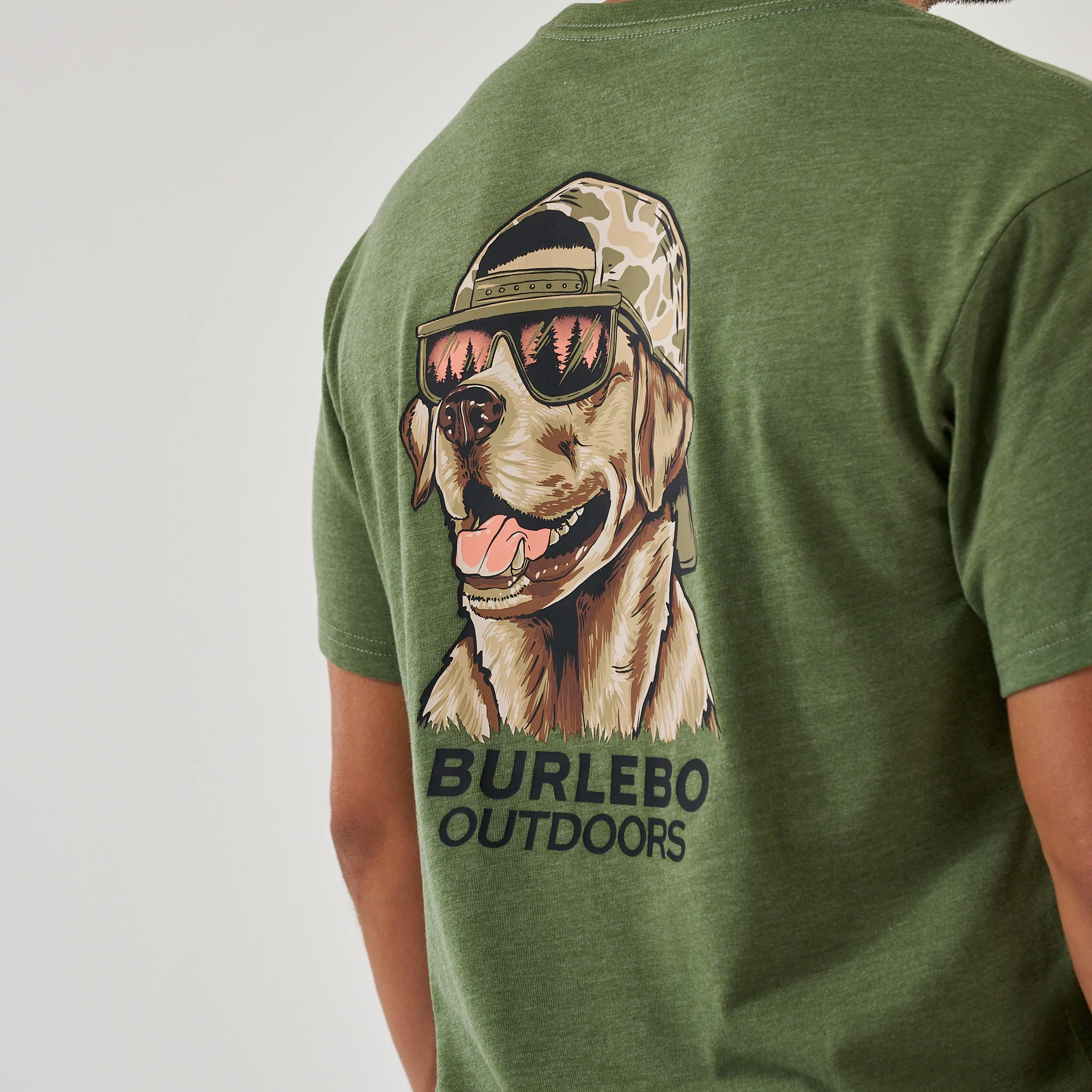 Short Sleeve Tee - Mallard Camo Dog - Heather Olive - Image 3