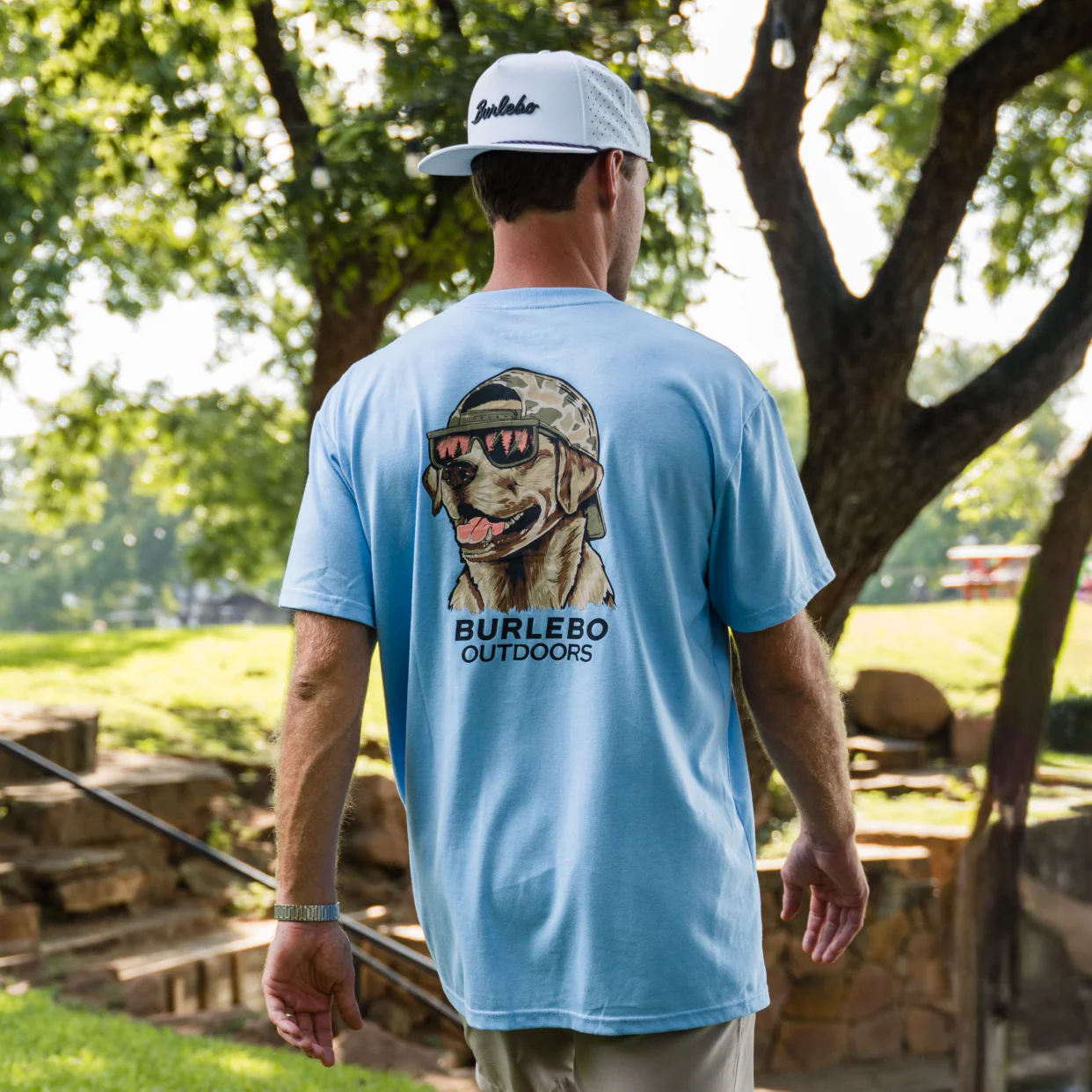 Short Sleeve Tee - Mallard Camo Dog - Periwinkle Blue - Image 2