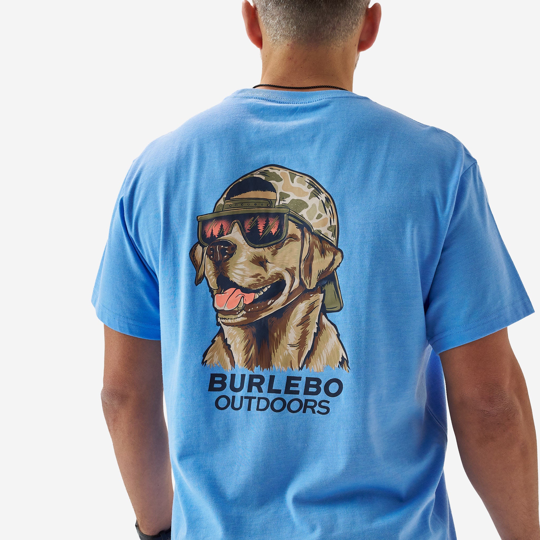 Short Sleeve Tee - Mallard Camo Dog - Periwinkle Blue - Image 4