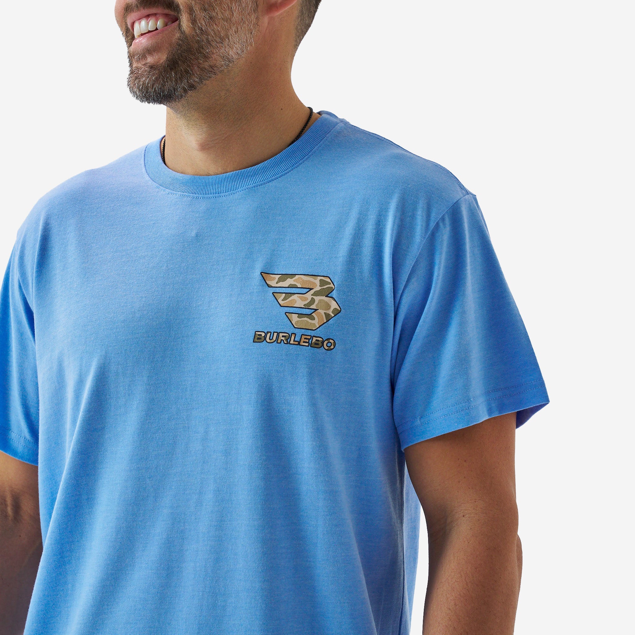 Short Sleeve Tee - Mallard Camo Dog - Periwinkle Blue - Image 5