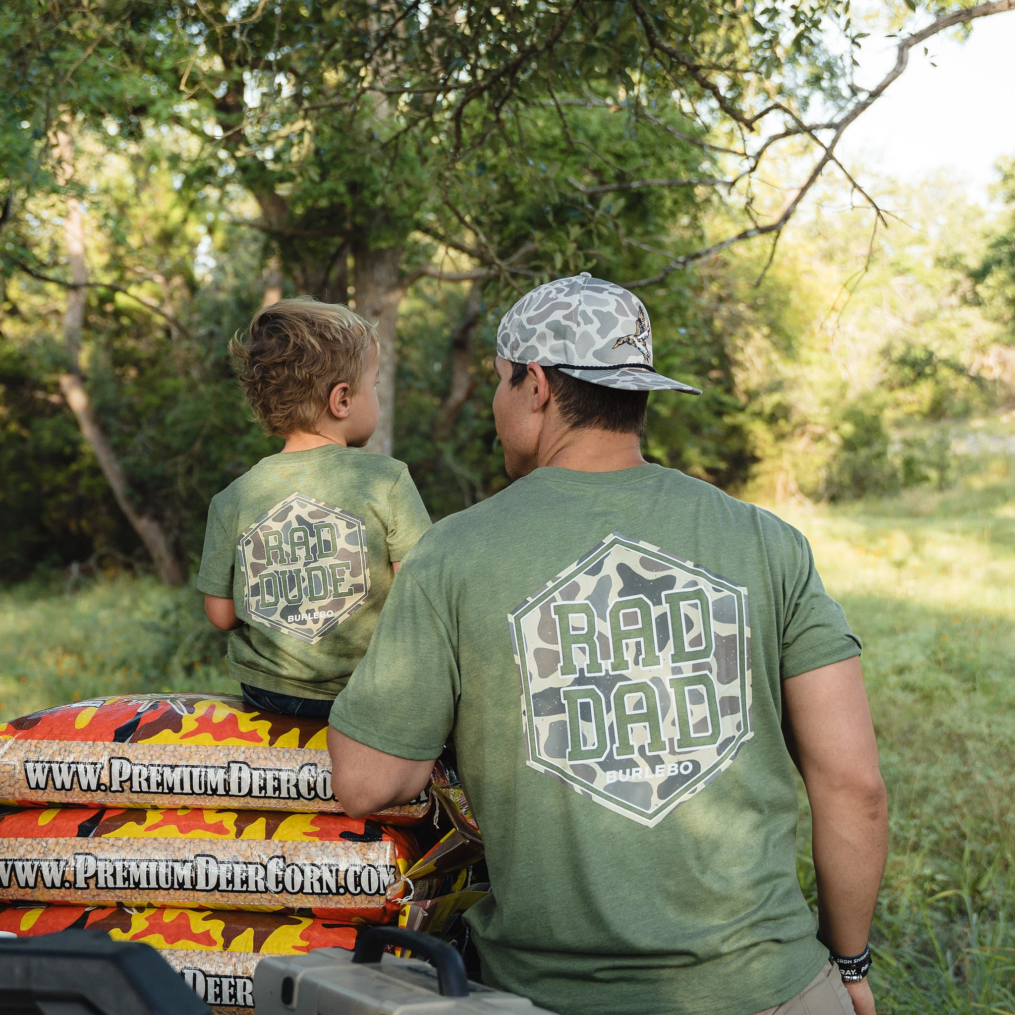 Short Sleeve Tee - Rad Dad Deer Camo - Heather Olive - Image 2
