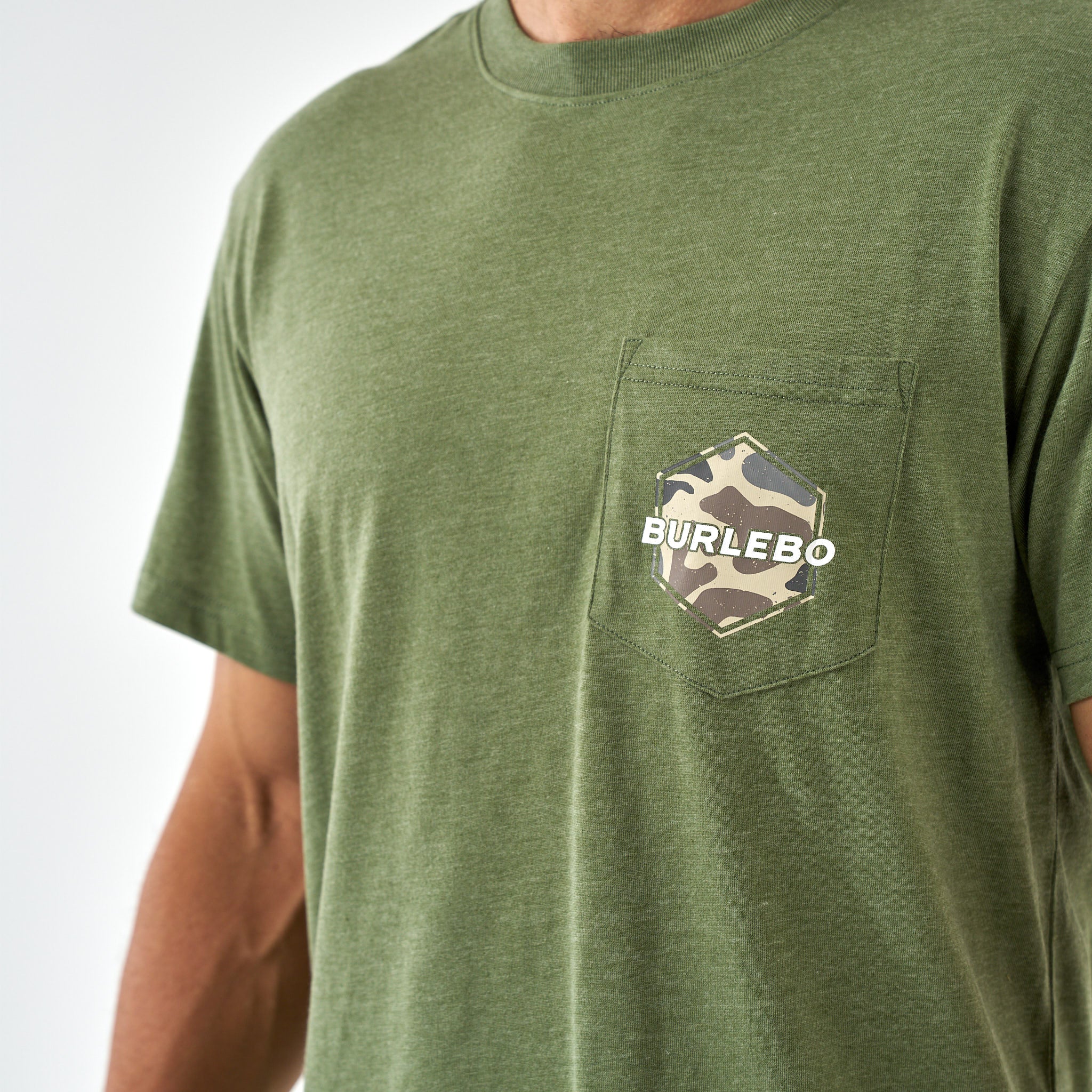 Short Sleeve Tee - Rad Dad Deer Camo - Heather Olive - Image 5