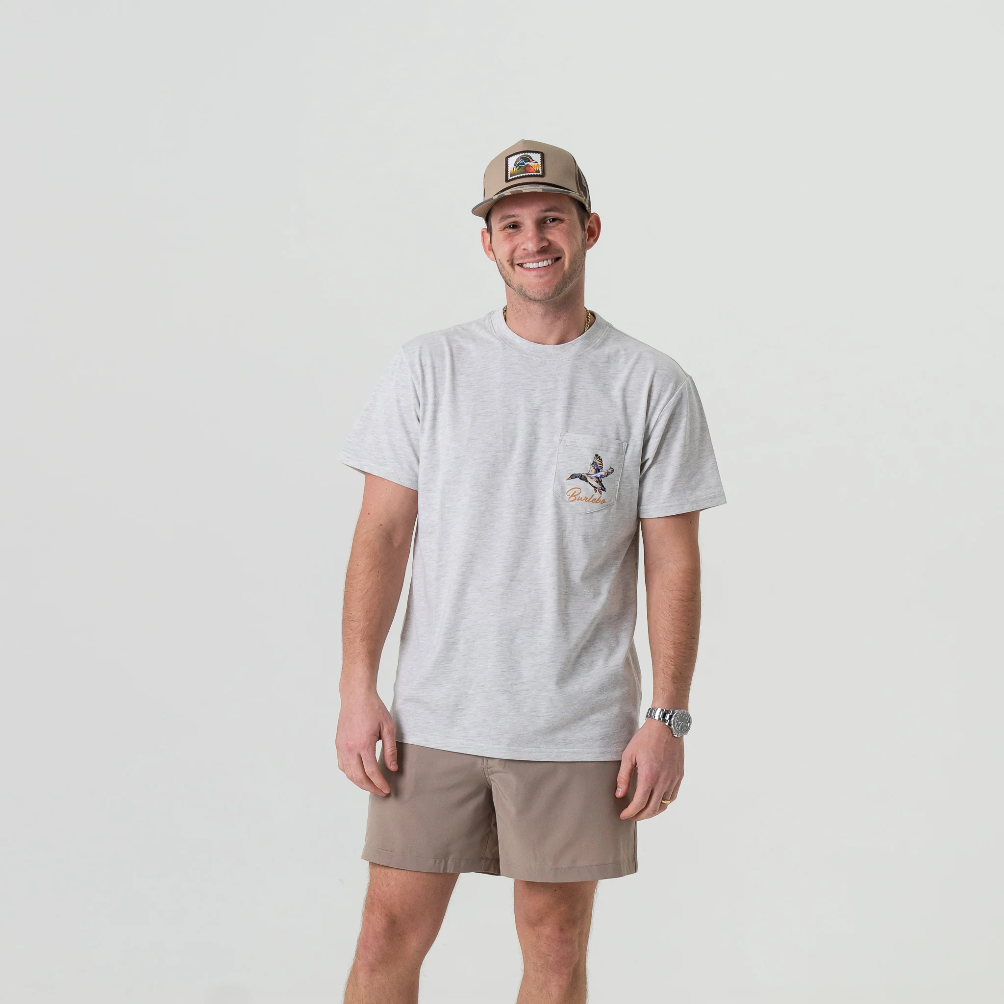 Short Sleeve Tee - Pintail Triangle Duck - Heather Ash Grey - Image 4