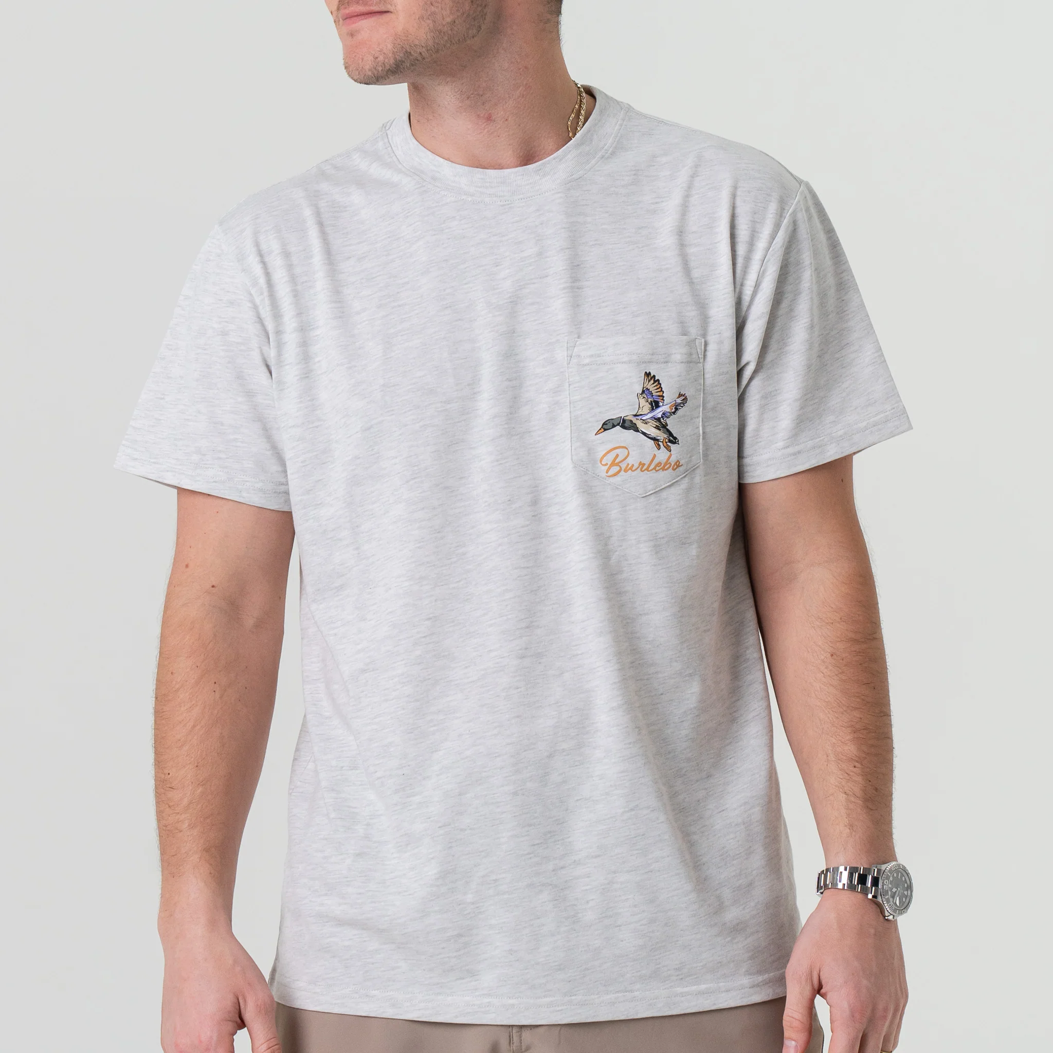 Short Sleeve Tee - Pintail Triangle Duck - Heather Ash Grey - Image 5