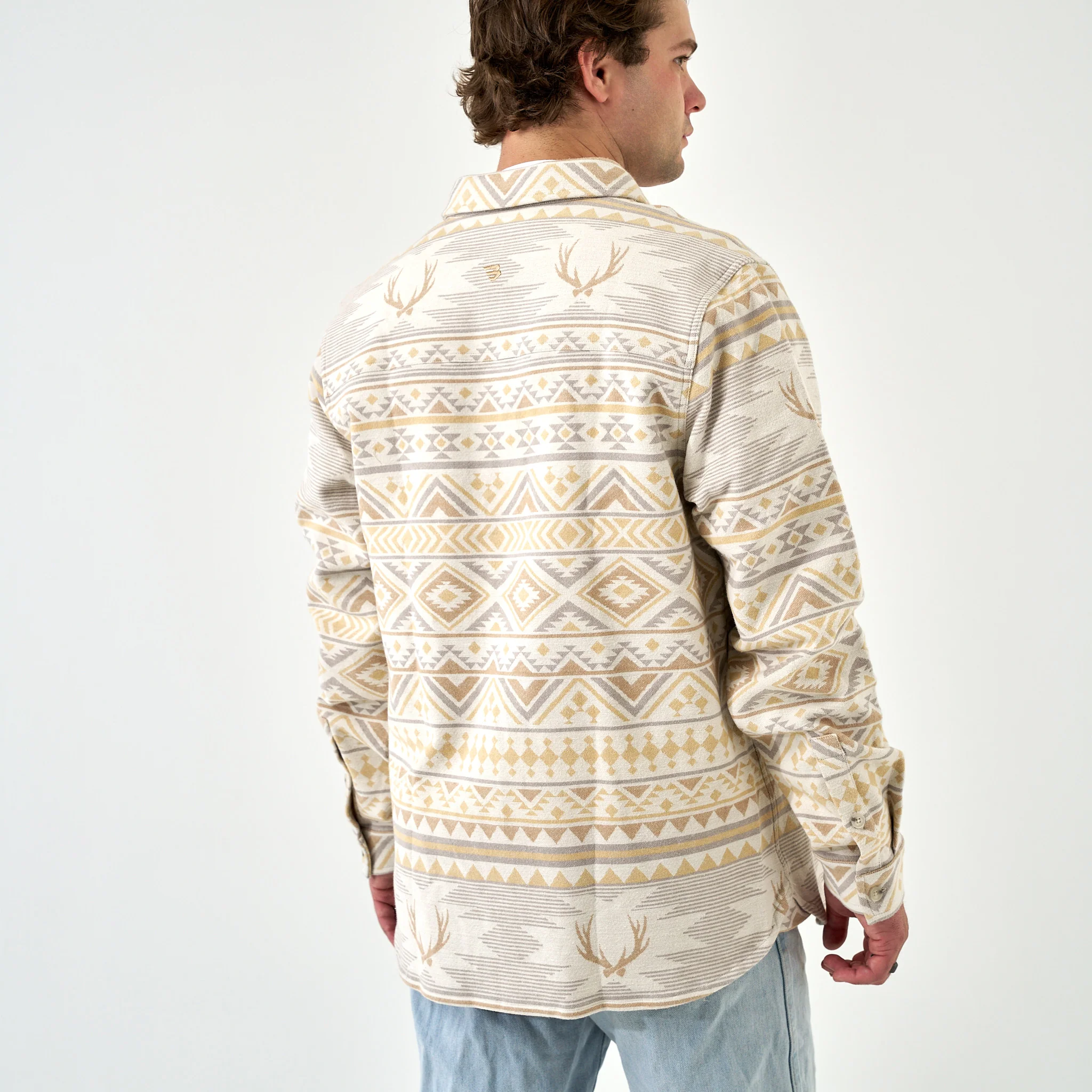 Vintage Heavyweight Flannel - Whitetail Aztec - Cream - Image 4