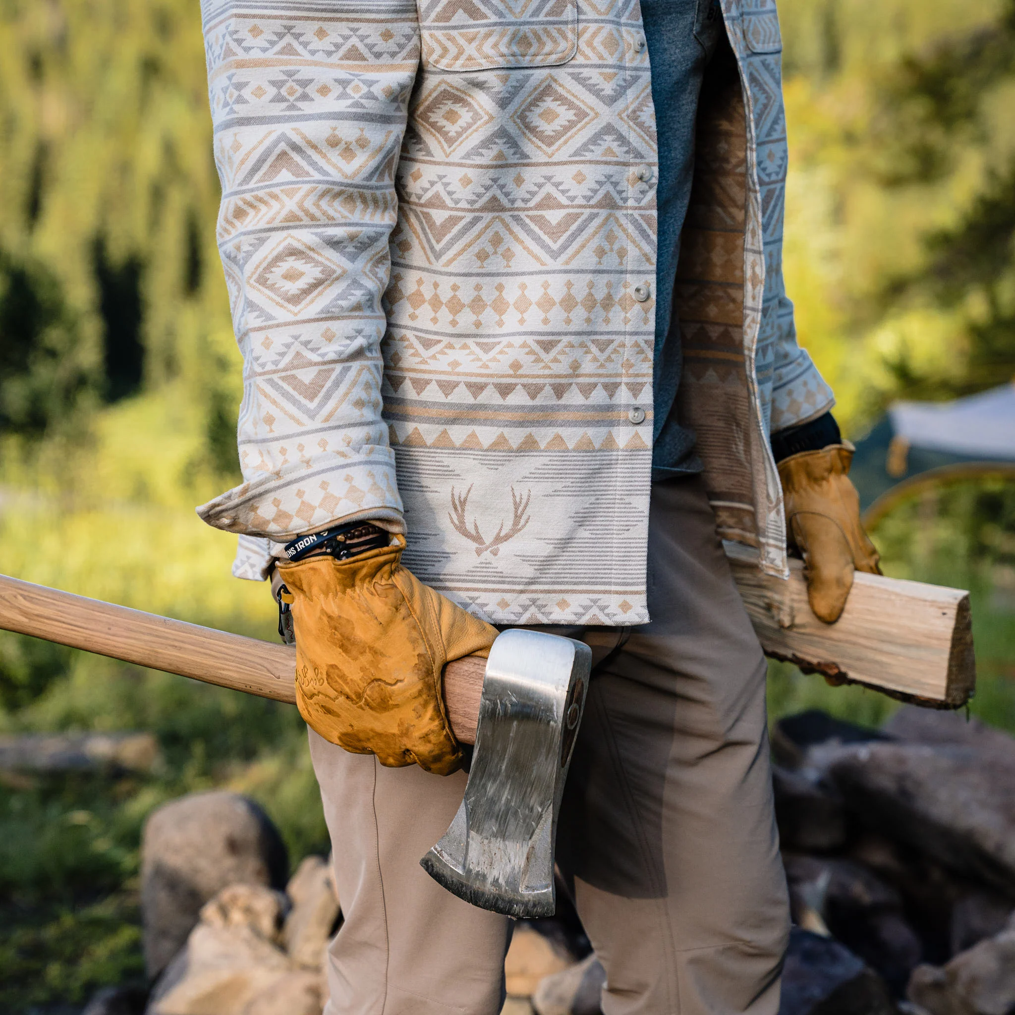 Vintage Heavyweight Flannel - Whitetail Aztec - Cream - Image 5
