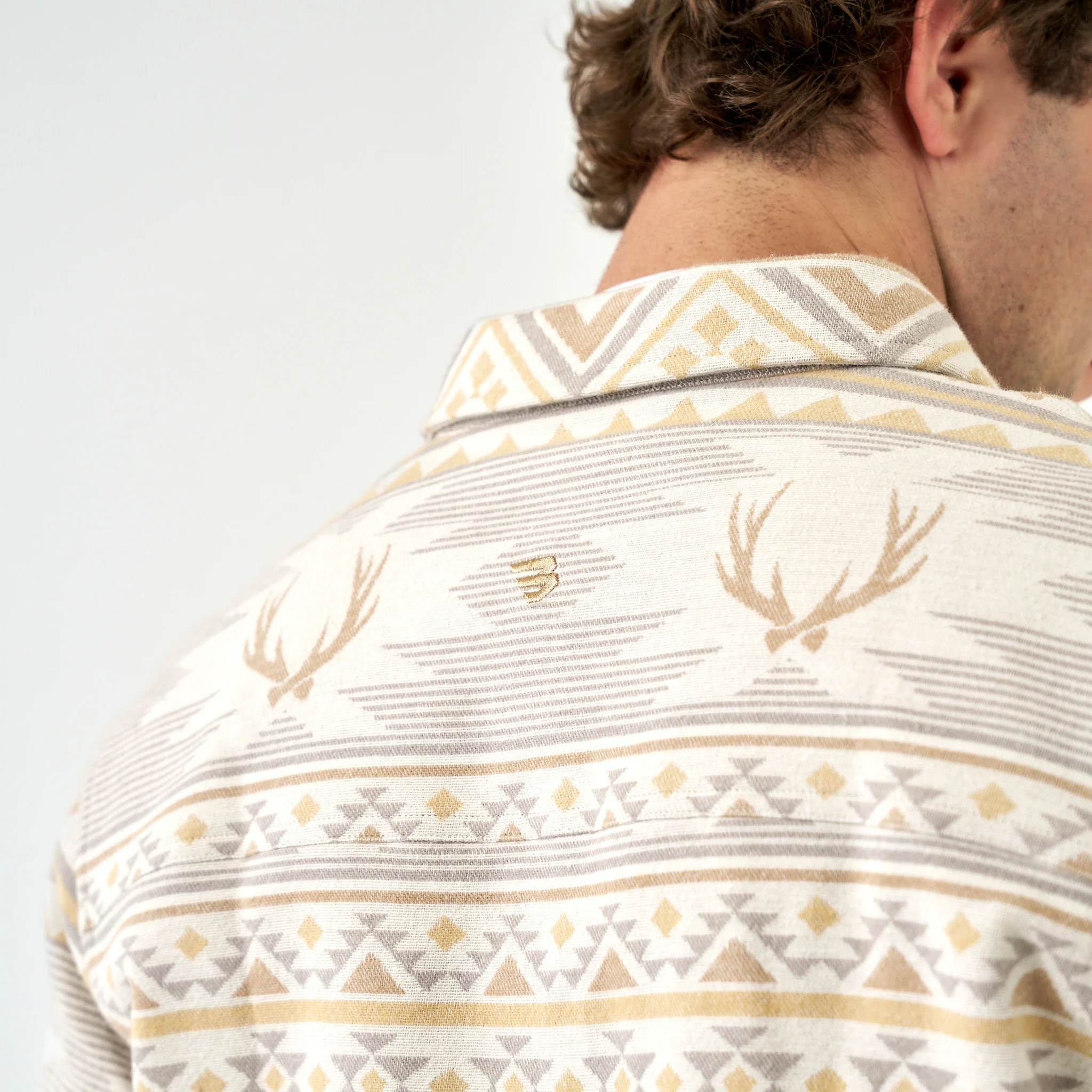 Vintage Heavyweight Flannel - Whitetail Aztec - Cream - Image 8