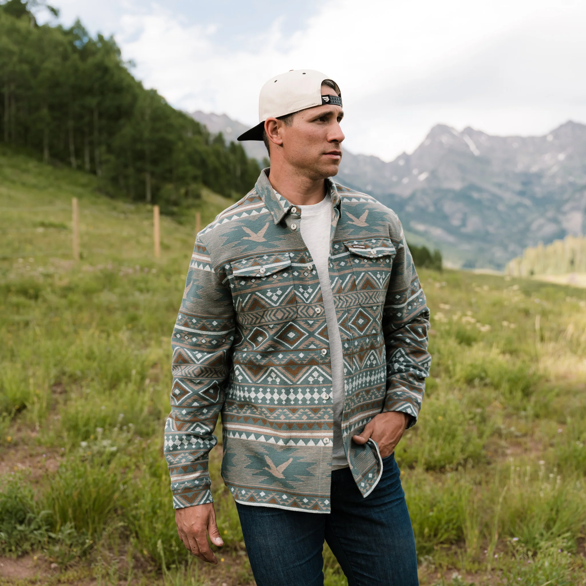 Vintage Heavyweight Flannel - Whitetail Aztec - Olive - Image 2