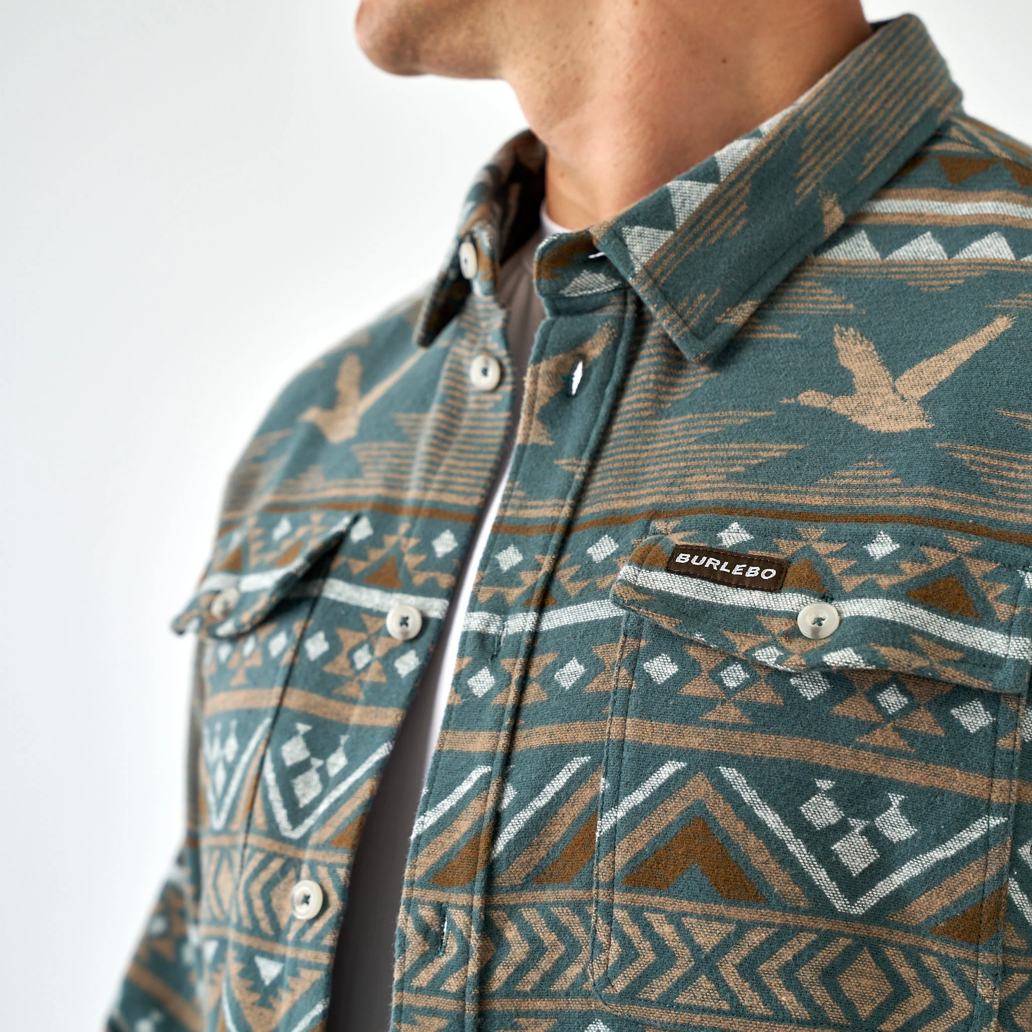 Vintage Heavyweight Flannel - Whitetail Aztec - Olive - Image 3