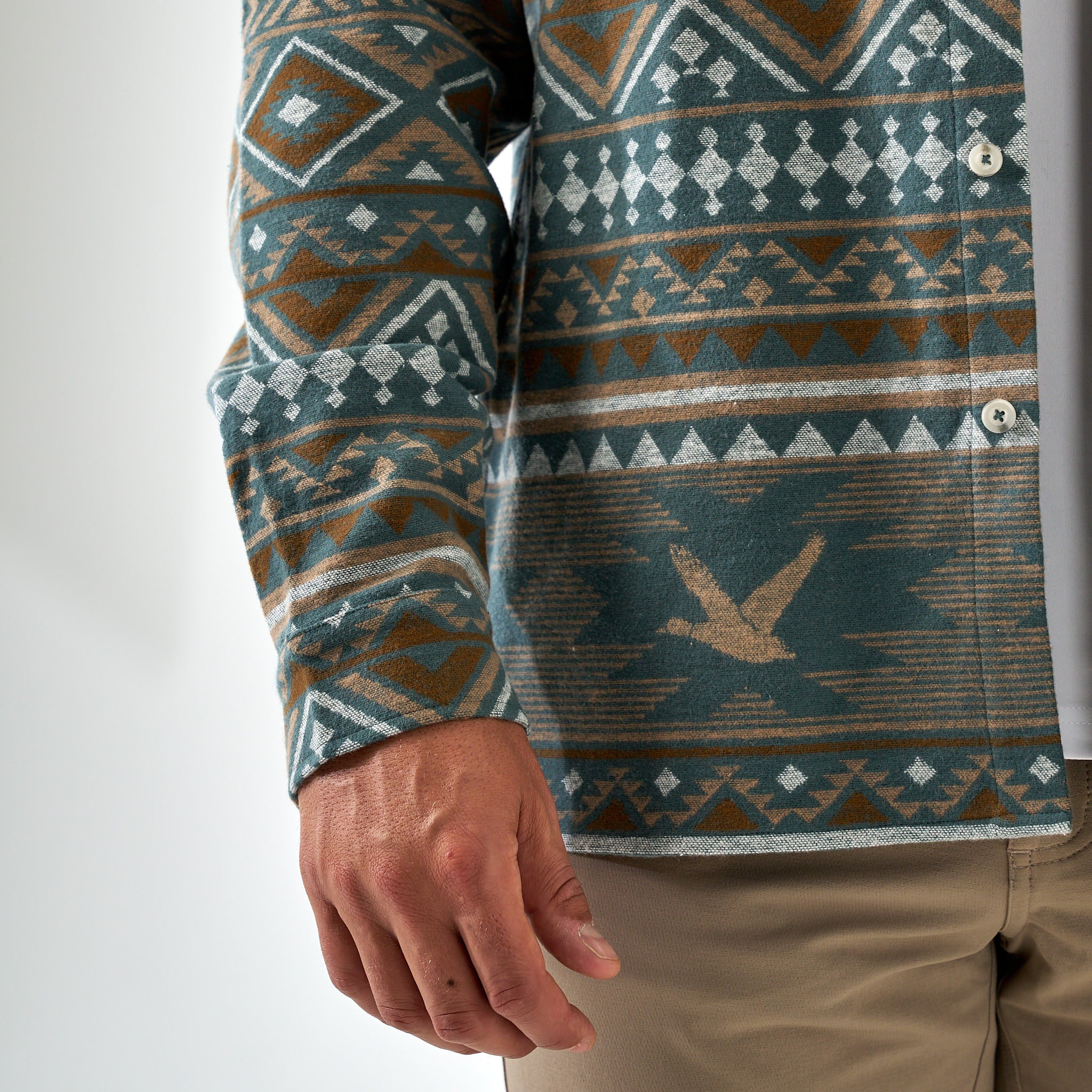 Vintage Heavyweight Flannel - Whitetail Aztec - Olive - Image 5