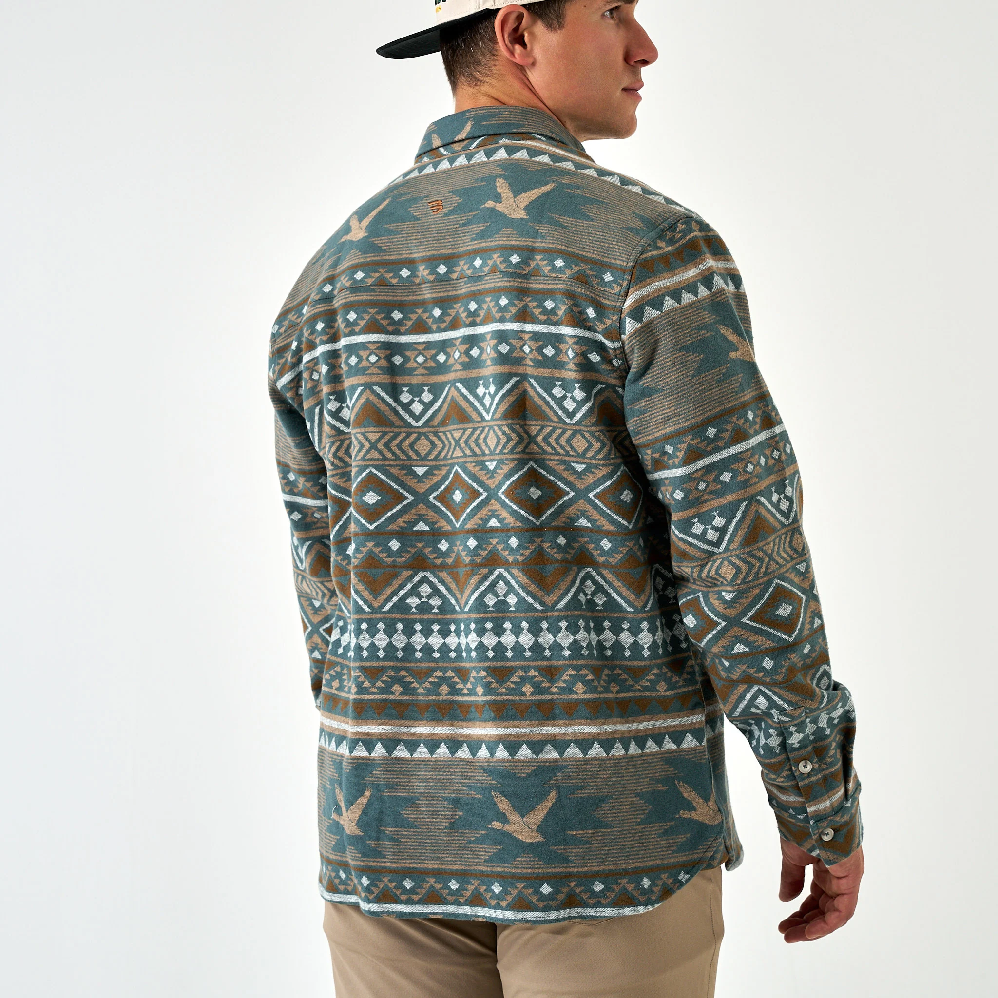 Vintage Heavyweight Flannel - Whitetail Aztec - Olive - Image 6