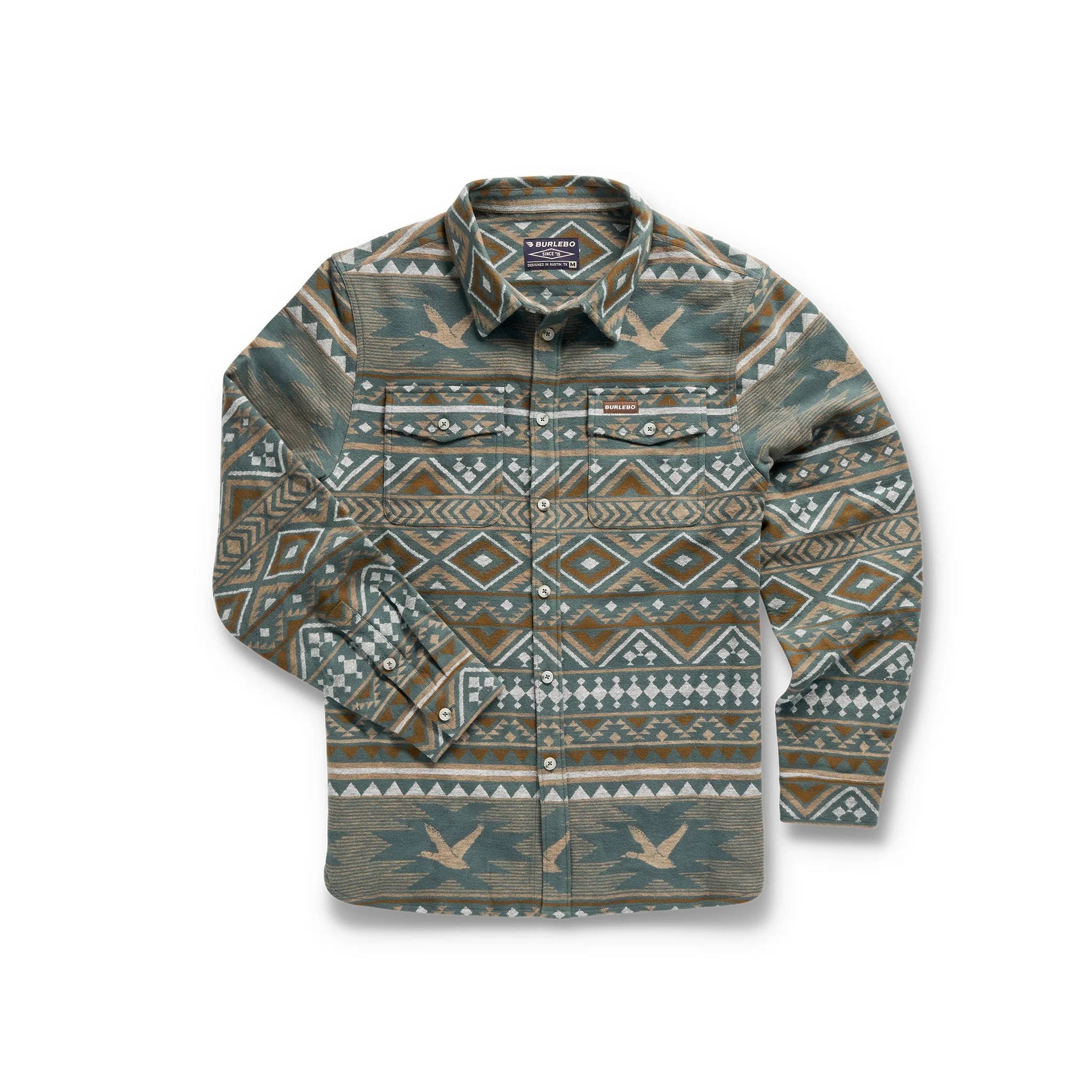 Vintage Heavyweight Flannel - Whitetail Aztec - Olive - Image 7