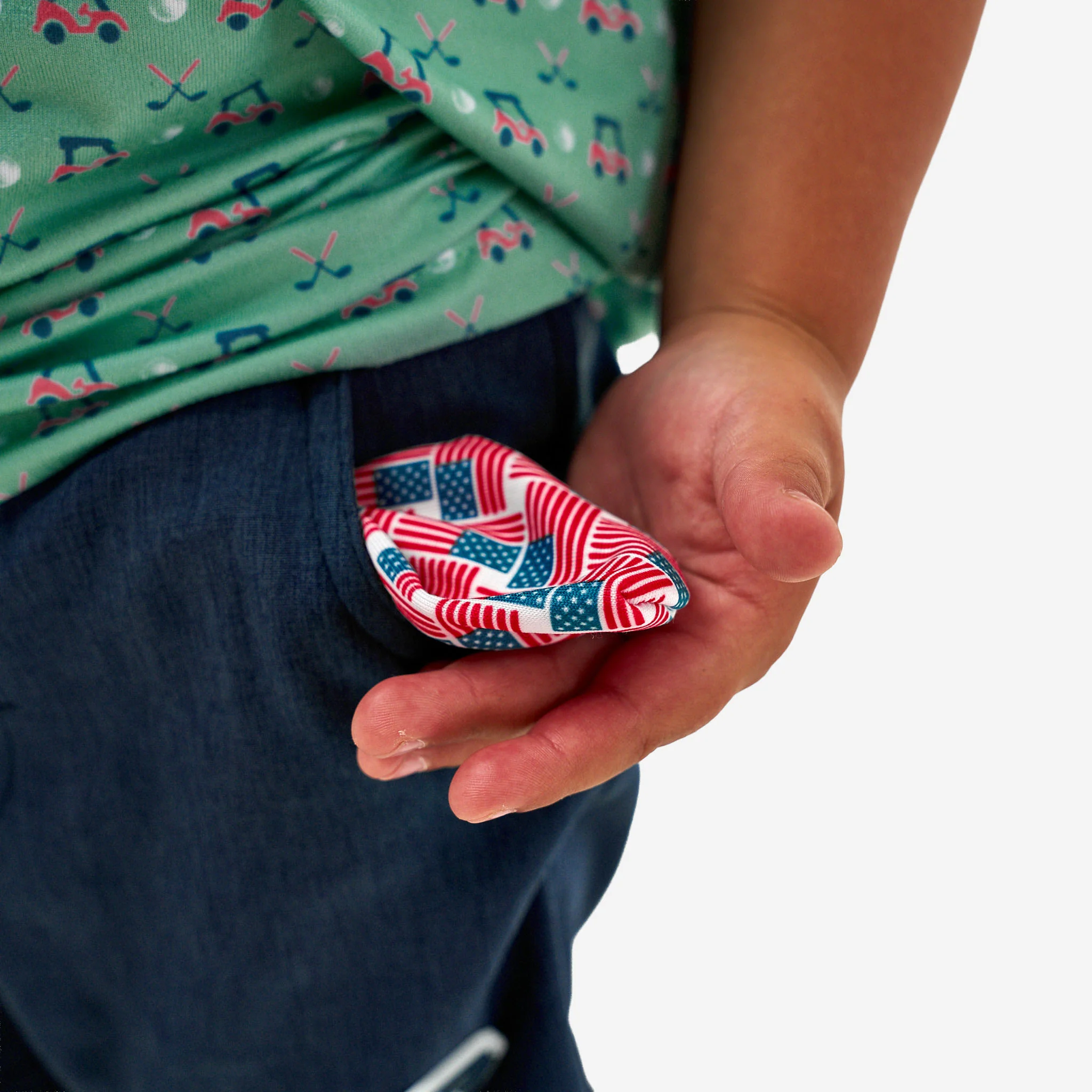 Youth Athletic Short - Heather Navy - American Flag Liner - Image 3